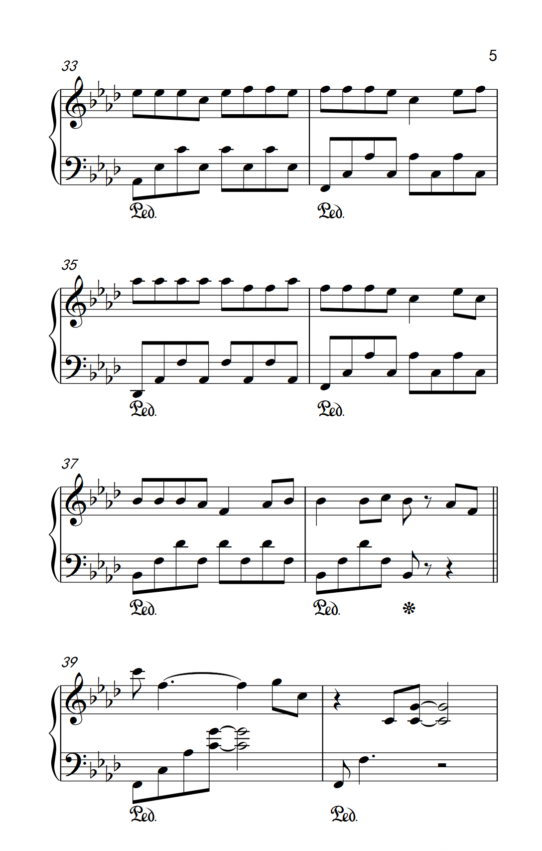 西海情歌小提琴五线谱图片