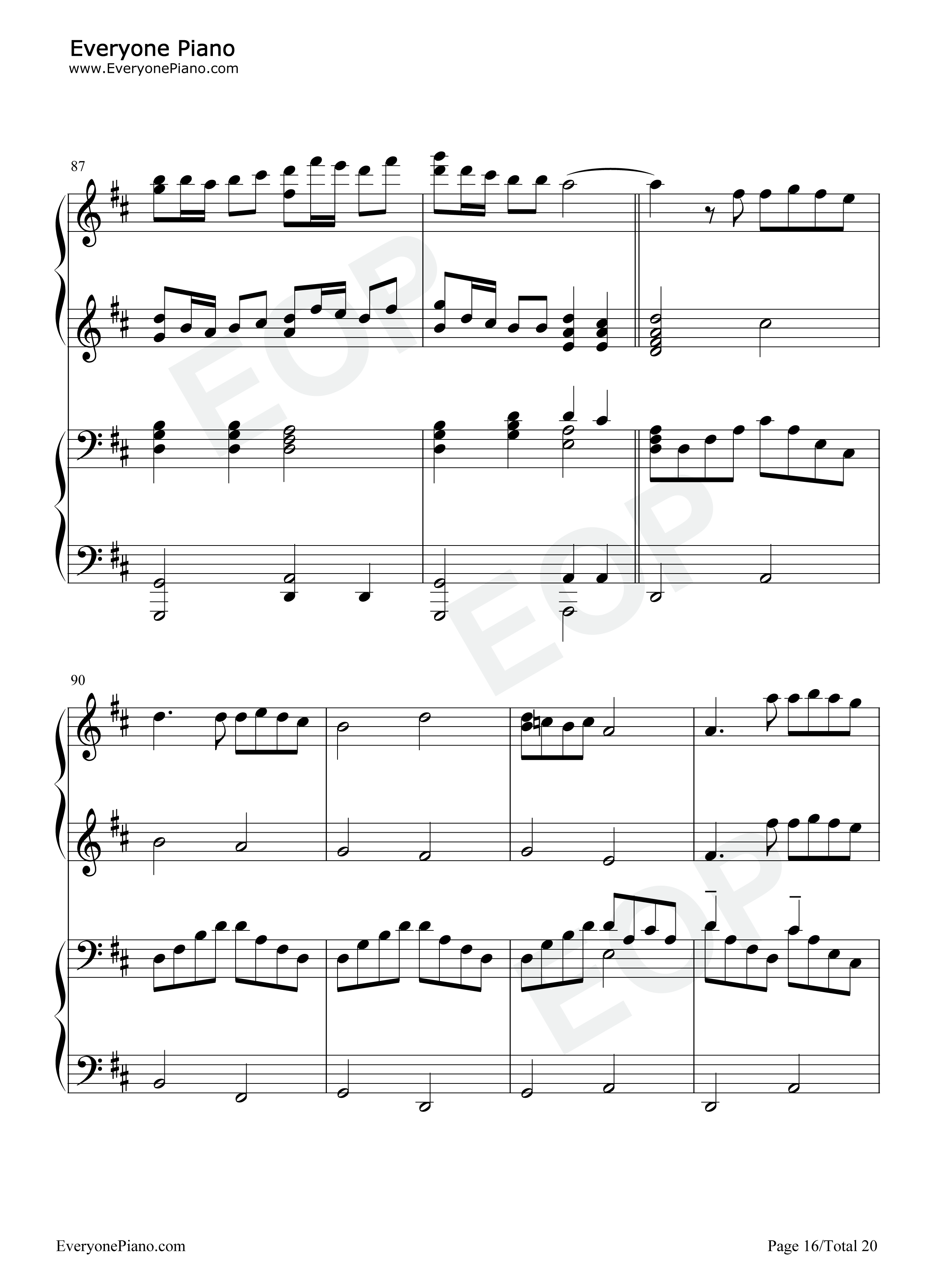 卡农钢琴谱-帕赫贝尔16
