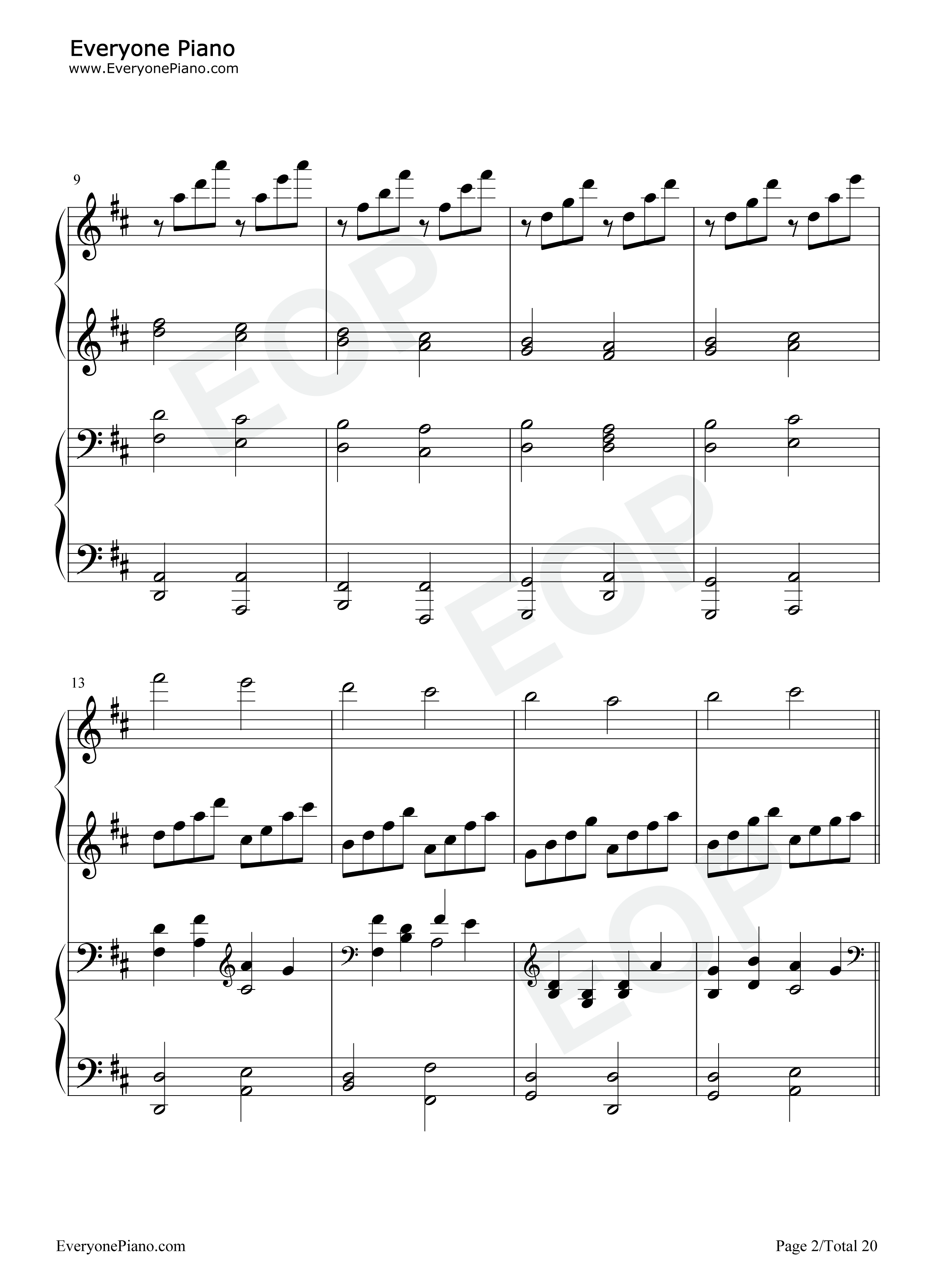 卡农钢琴谱-帕赫贝尔2