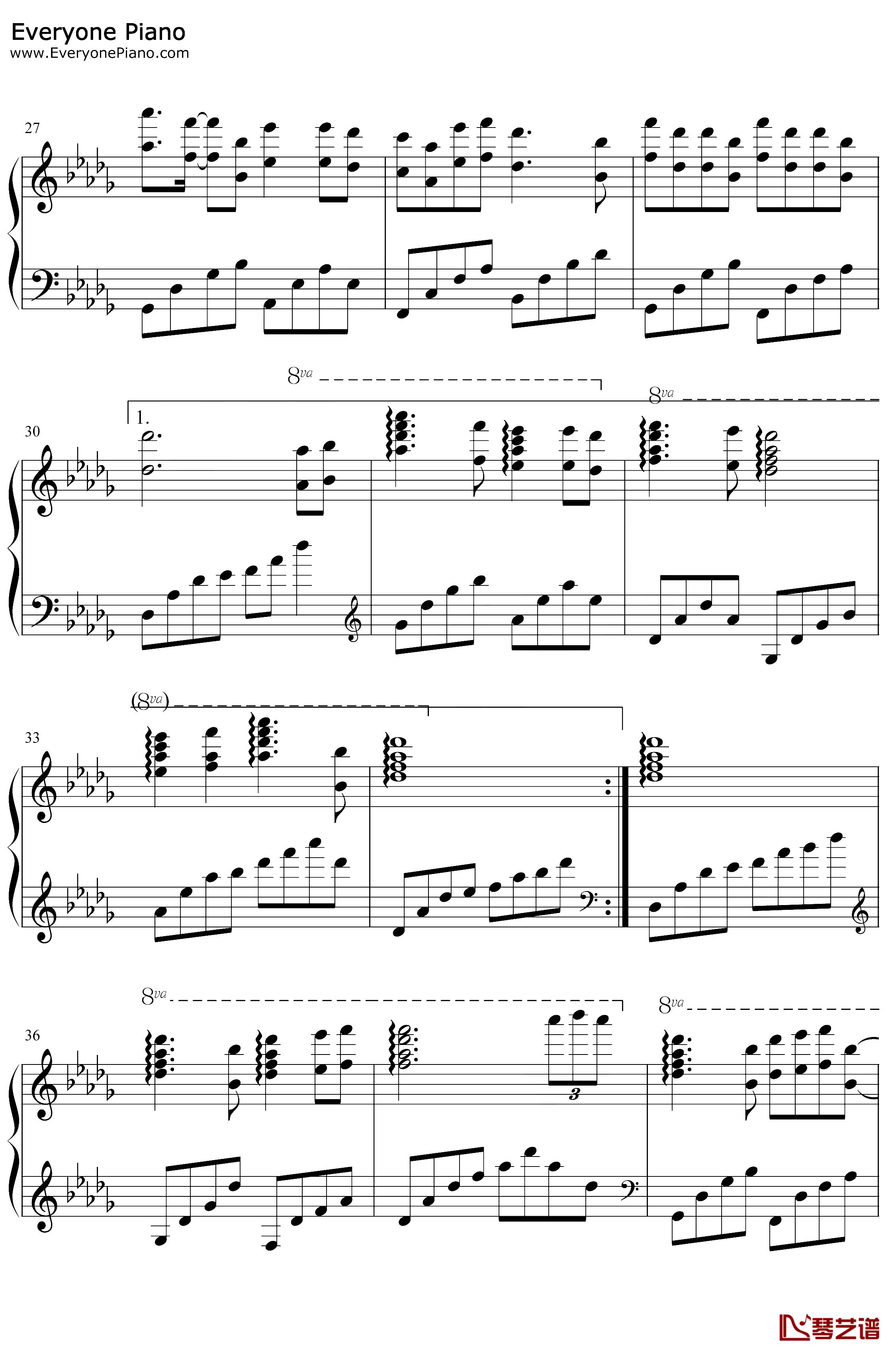 清明雨上钢琴谱-许嵩-完美好听版3
