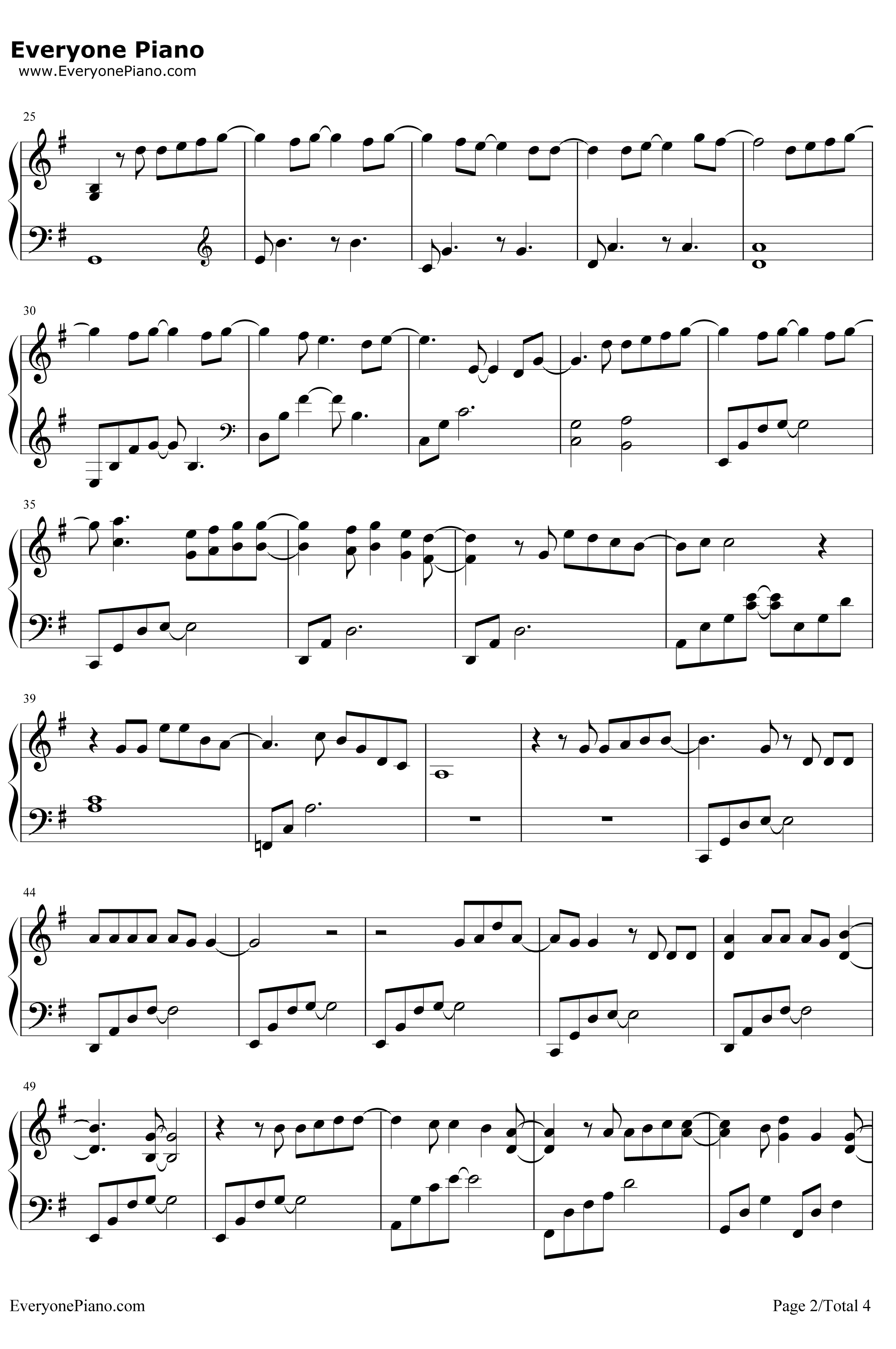 十二月的奇迹钢琴谱-EXO-简易版2