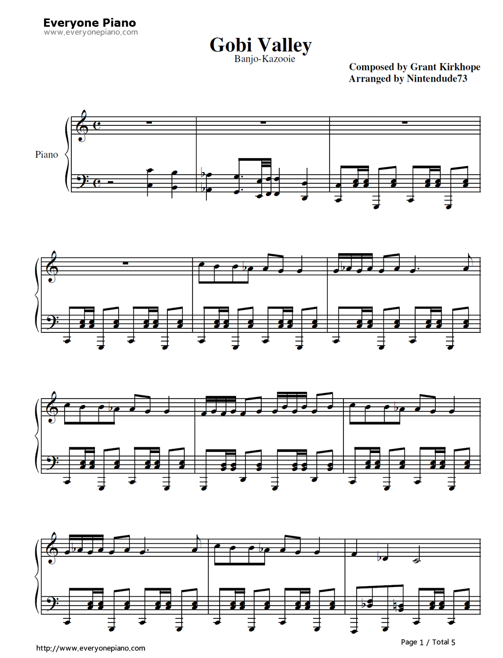 Gobi's Valley钢琴谱-Banjo-Kazooie1