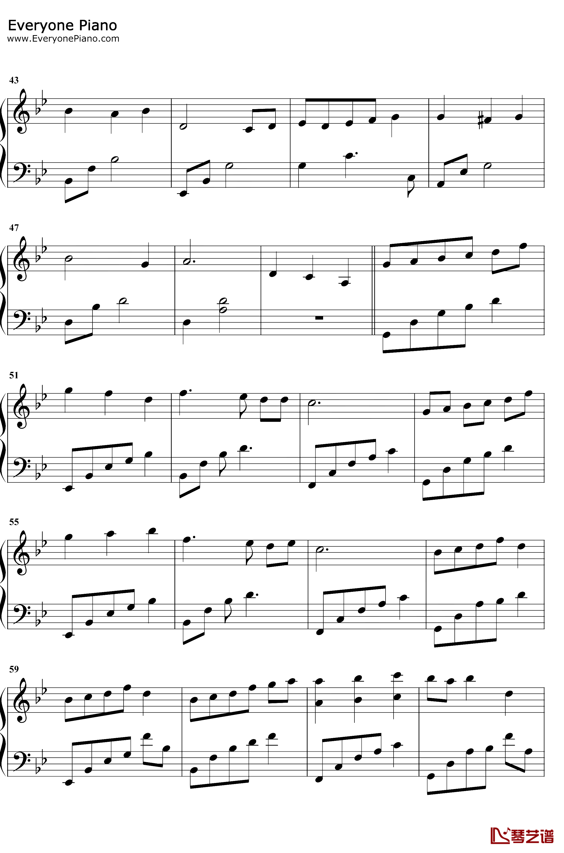 终于钢琴谱-双笙-两世欢主题曲3