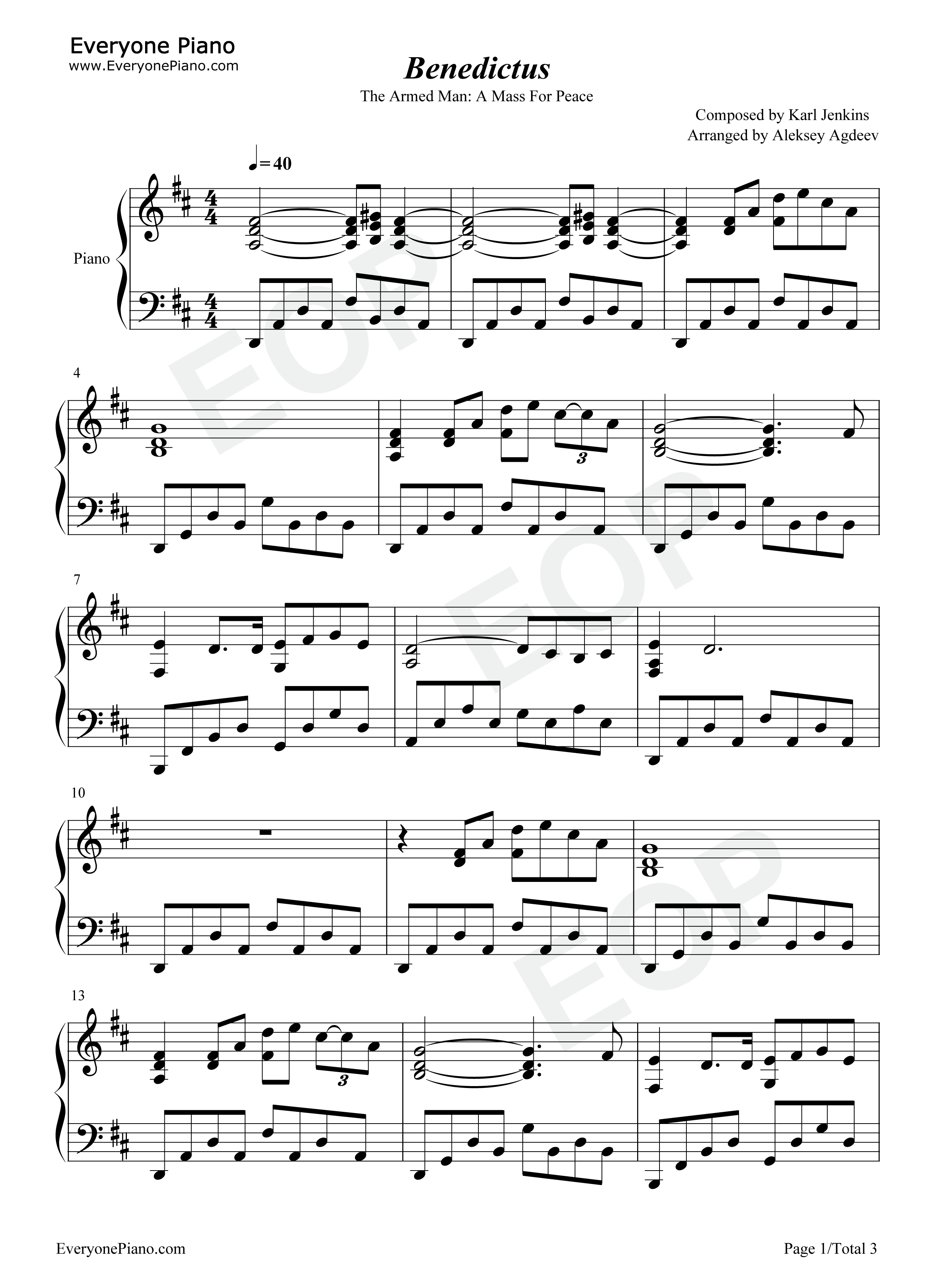 Benedictus钢琴谱-Karl Jenkins1