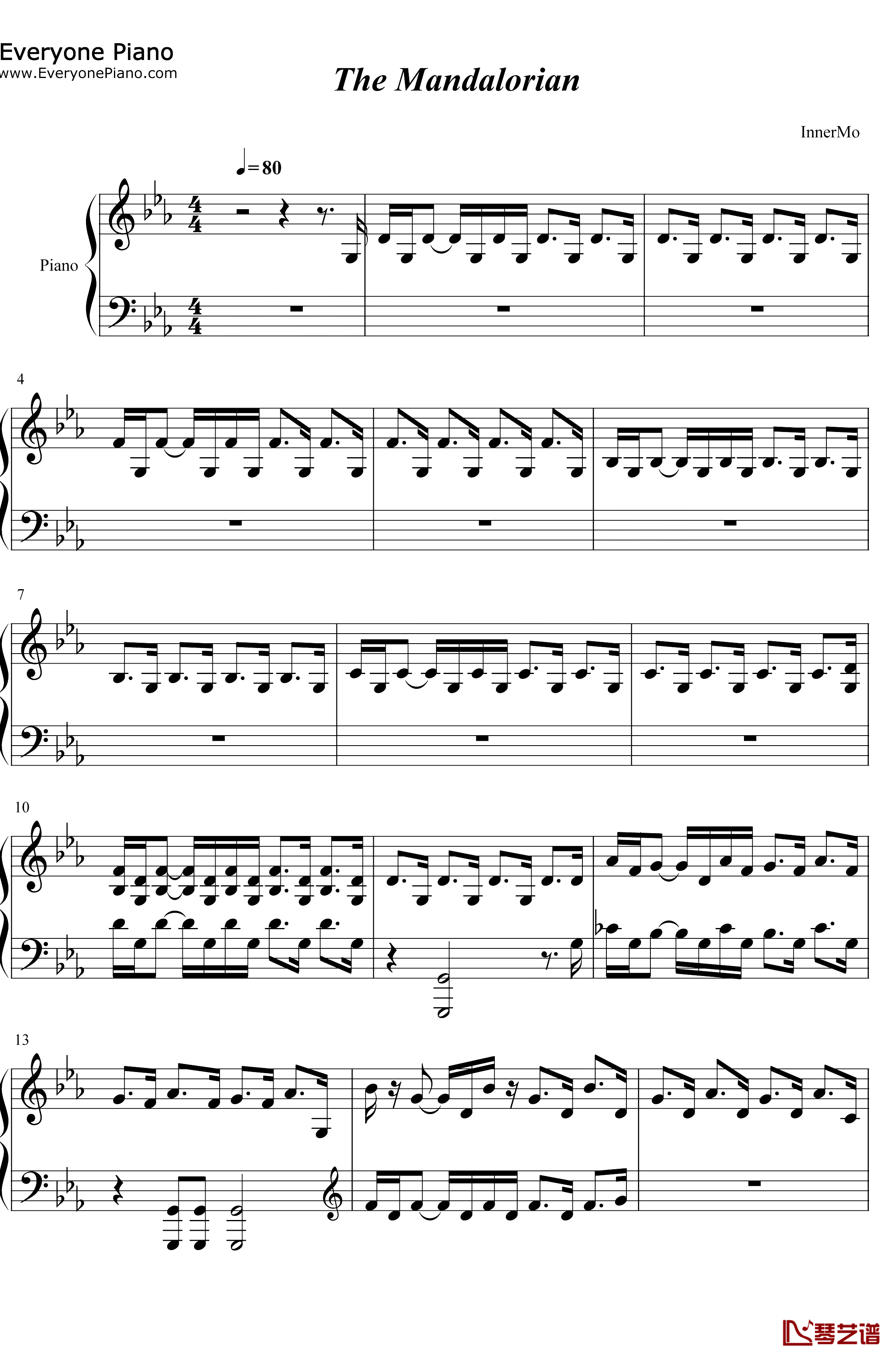 The Mandalorian钢琴谱-Ludwig Göransson-曼达洛人OST1