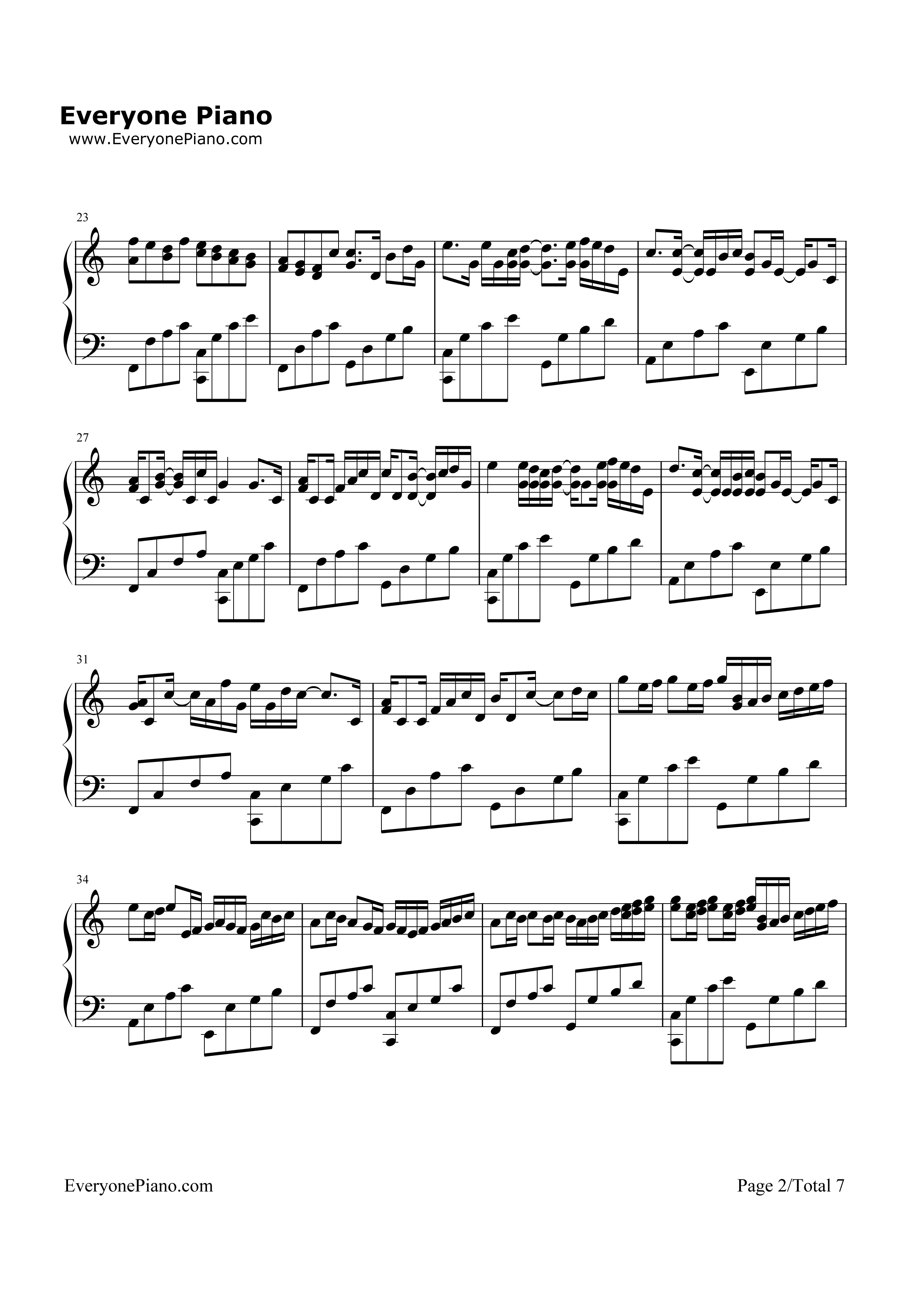 c大调卡农钢琴谱-帕赫贝尔2