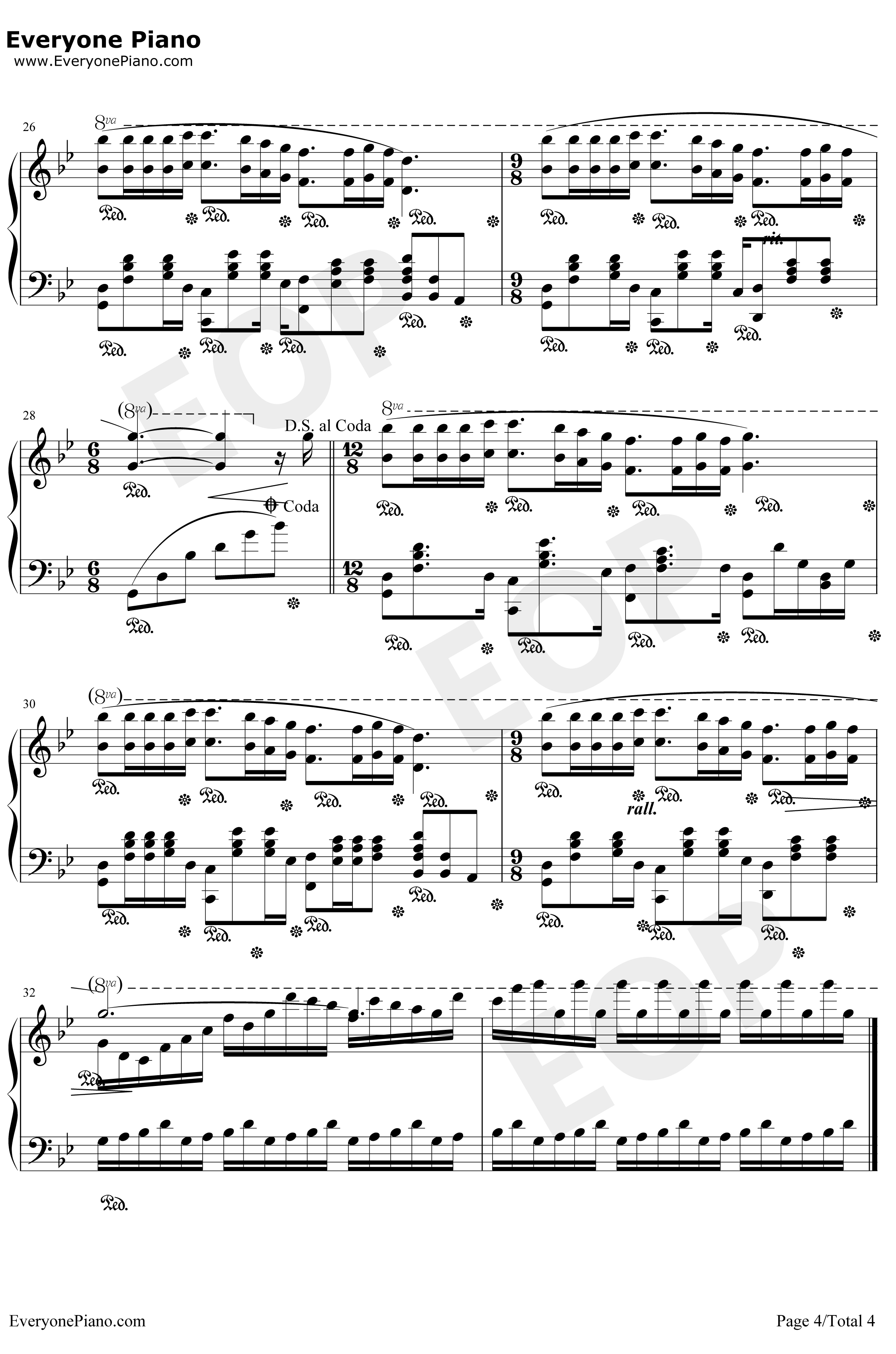 梦中的婚礼钢琴谱-理查德·克莱德曼-现代改编版带爵士风4