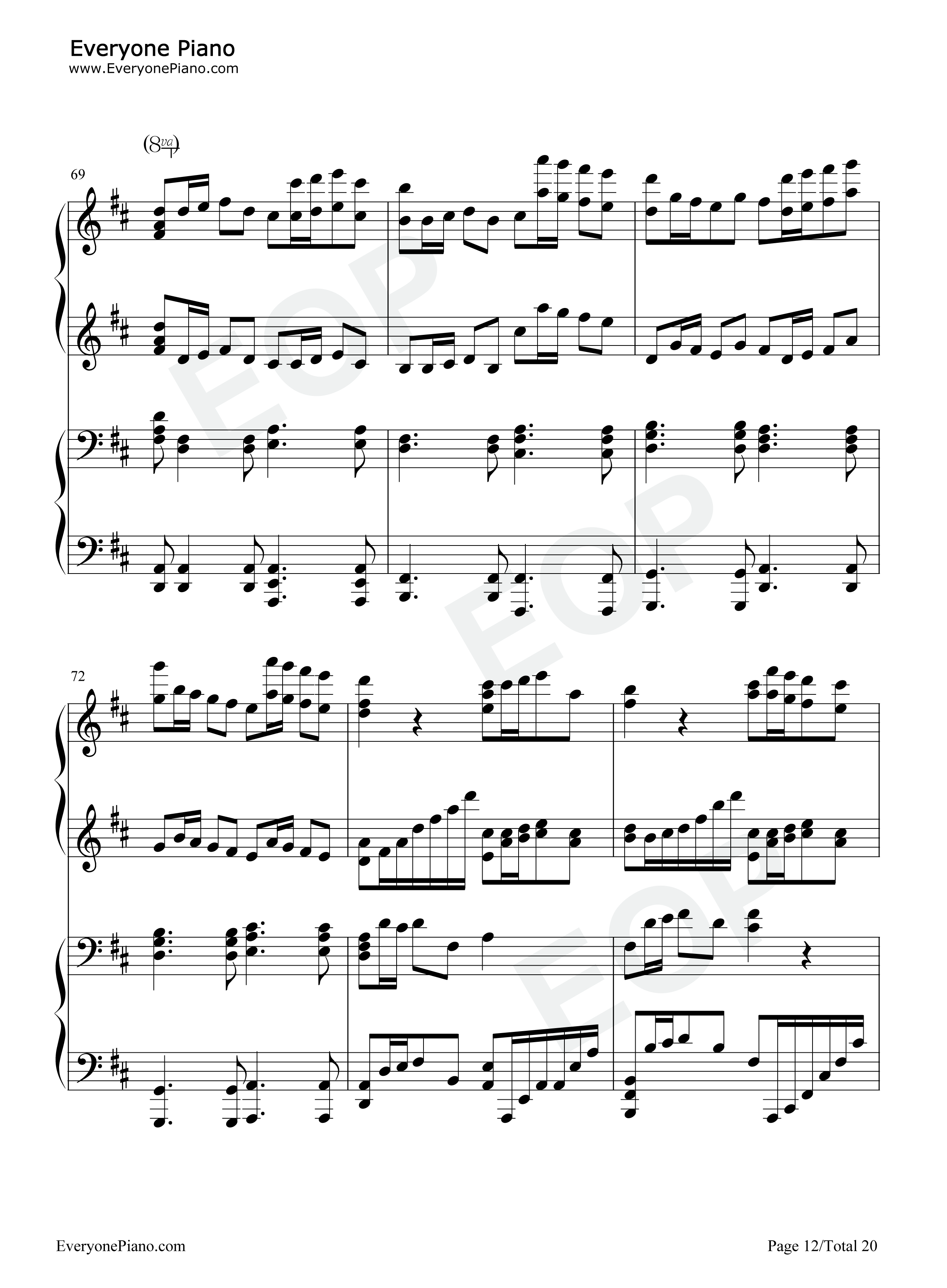 卡农钢琴谱-帕赫贝尔12