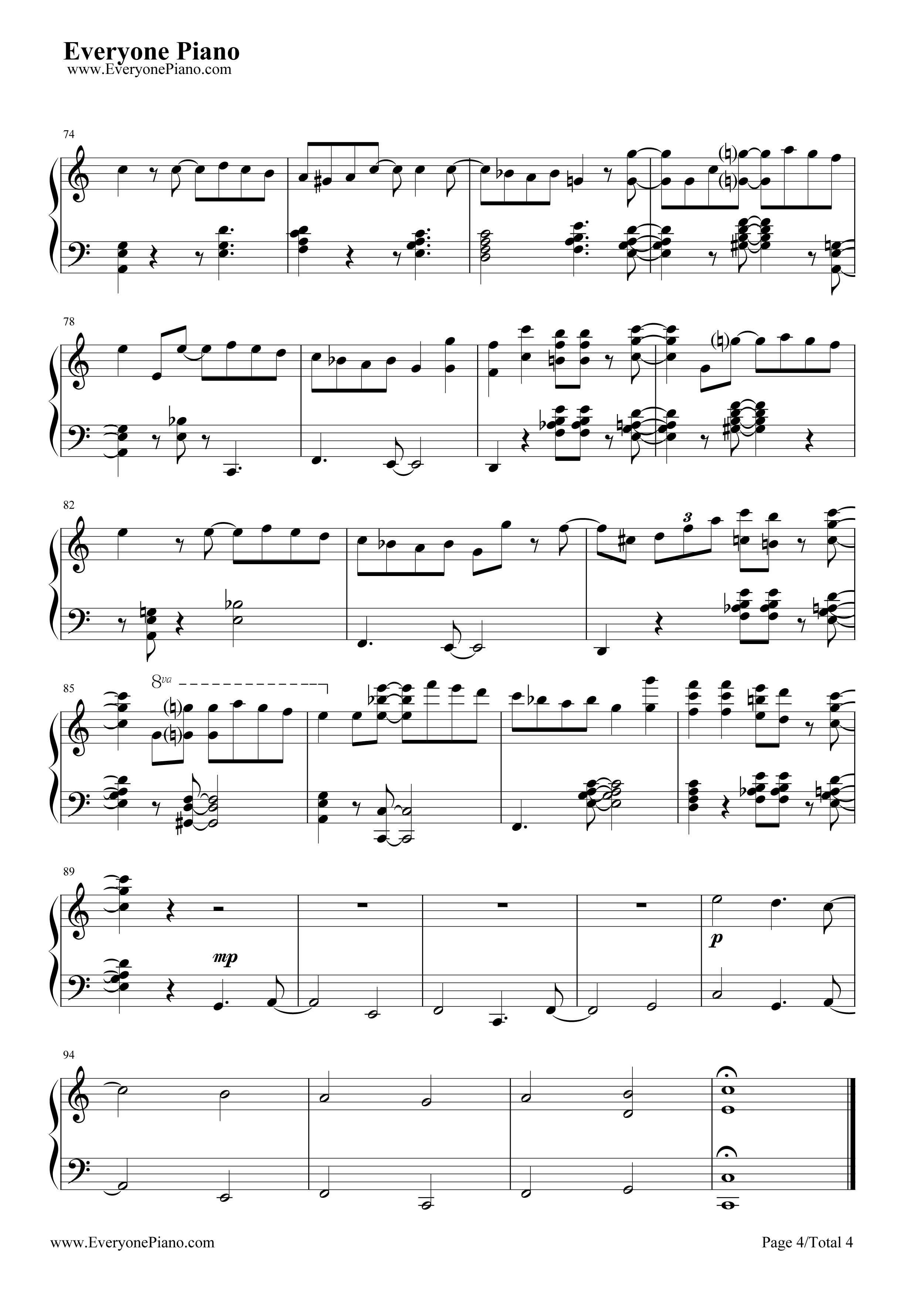 卡农钢琴谱-帕海贝尔4