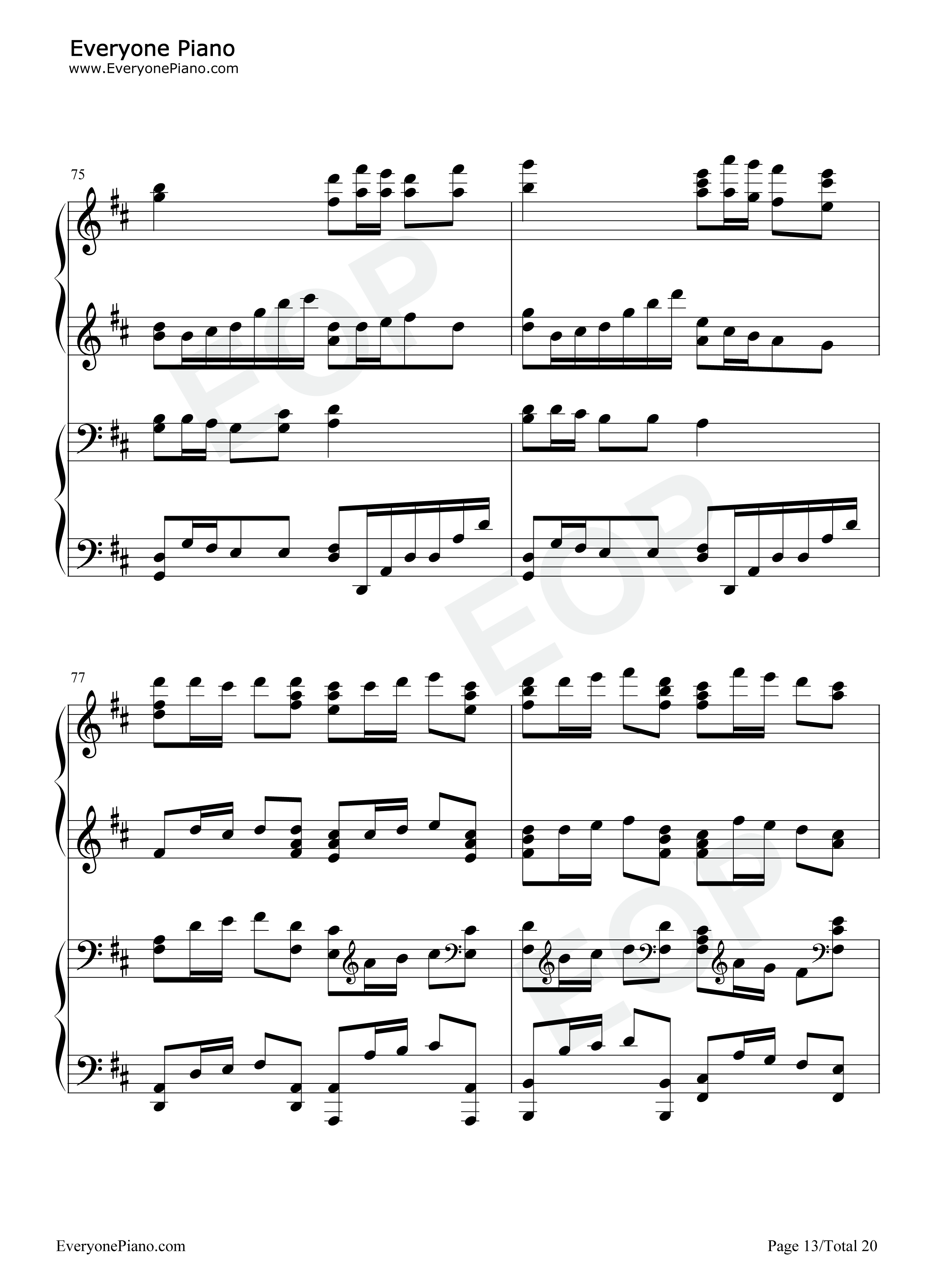 卡农钢琴谱-帕赫贝尔13