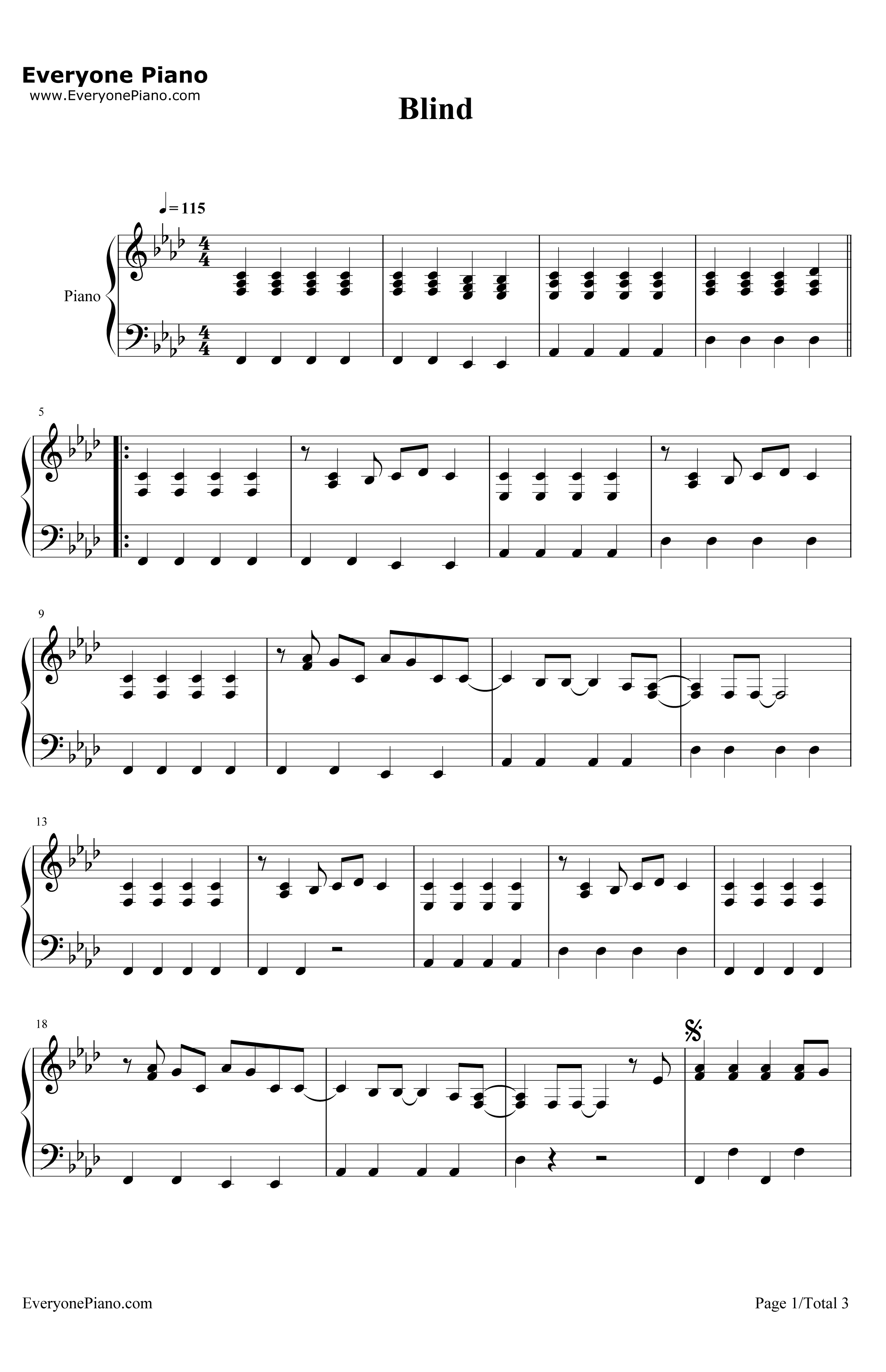 Blind钢琴谱-Kesha1