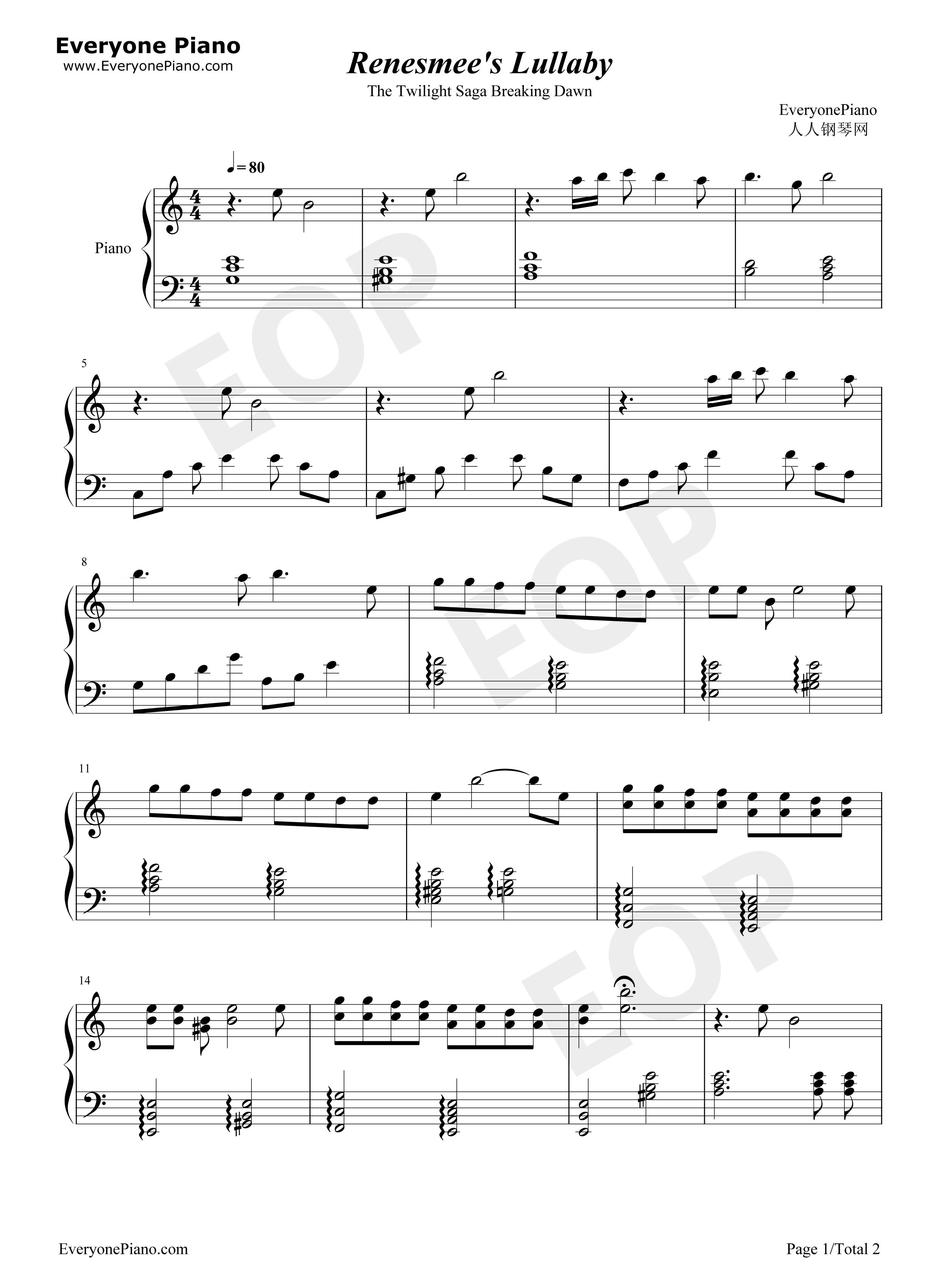 Renesmee's Lullaby钢琴谱-Carter Burwell1