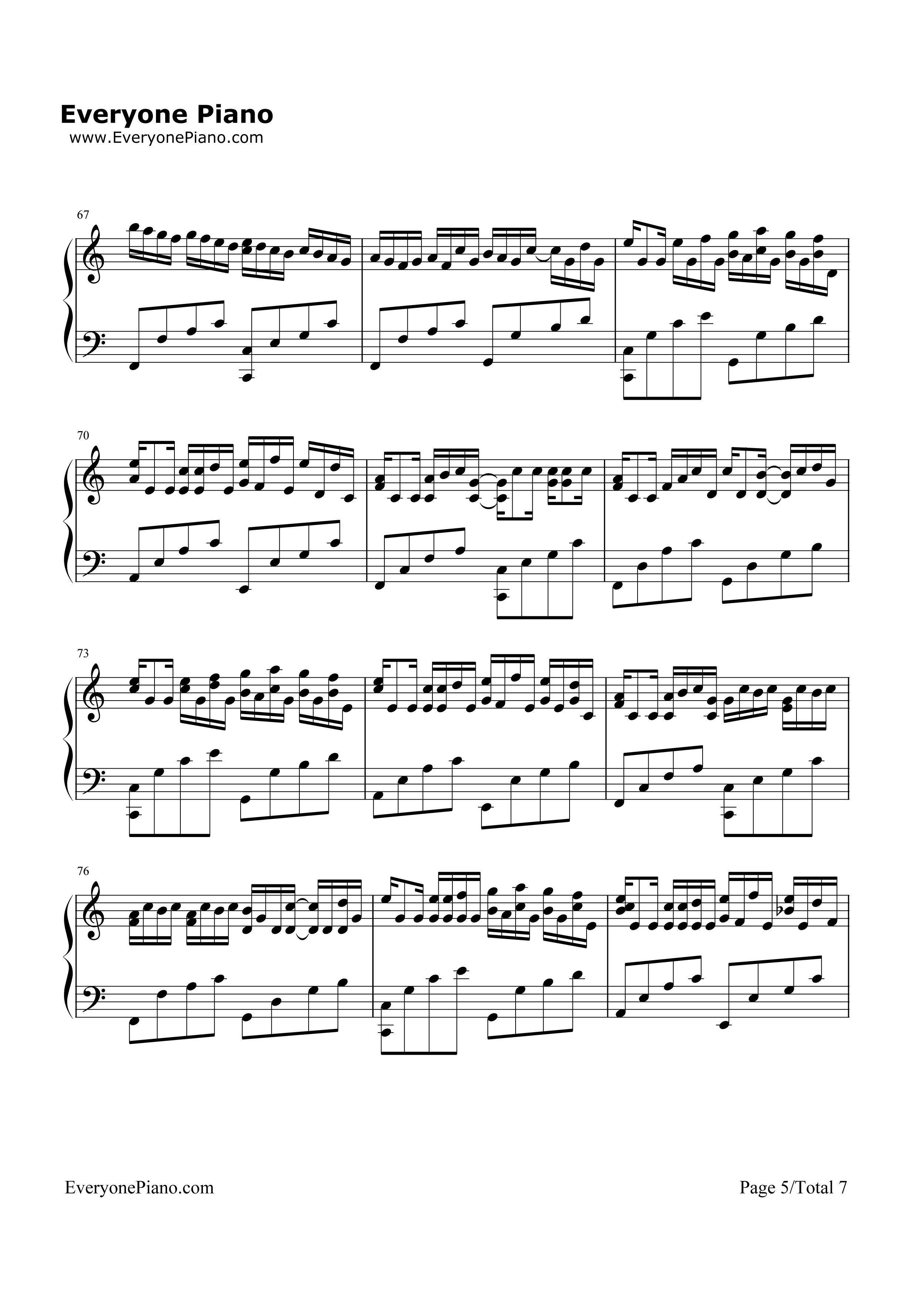 c大调卡农钢琴谱-帕赫贝尔5