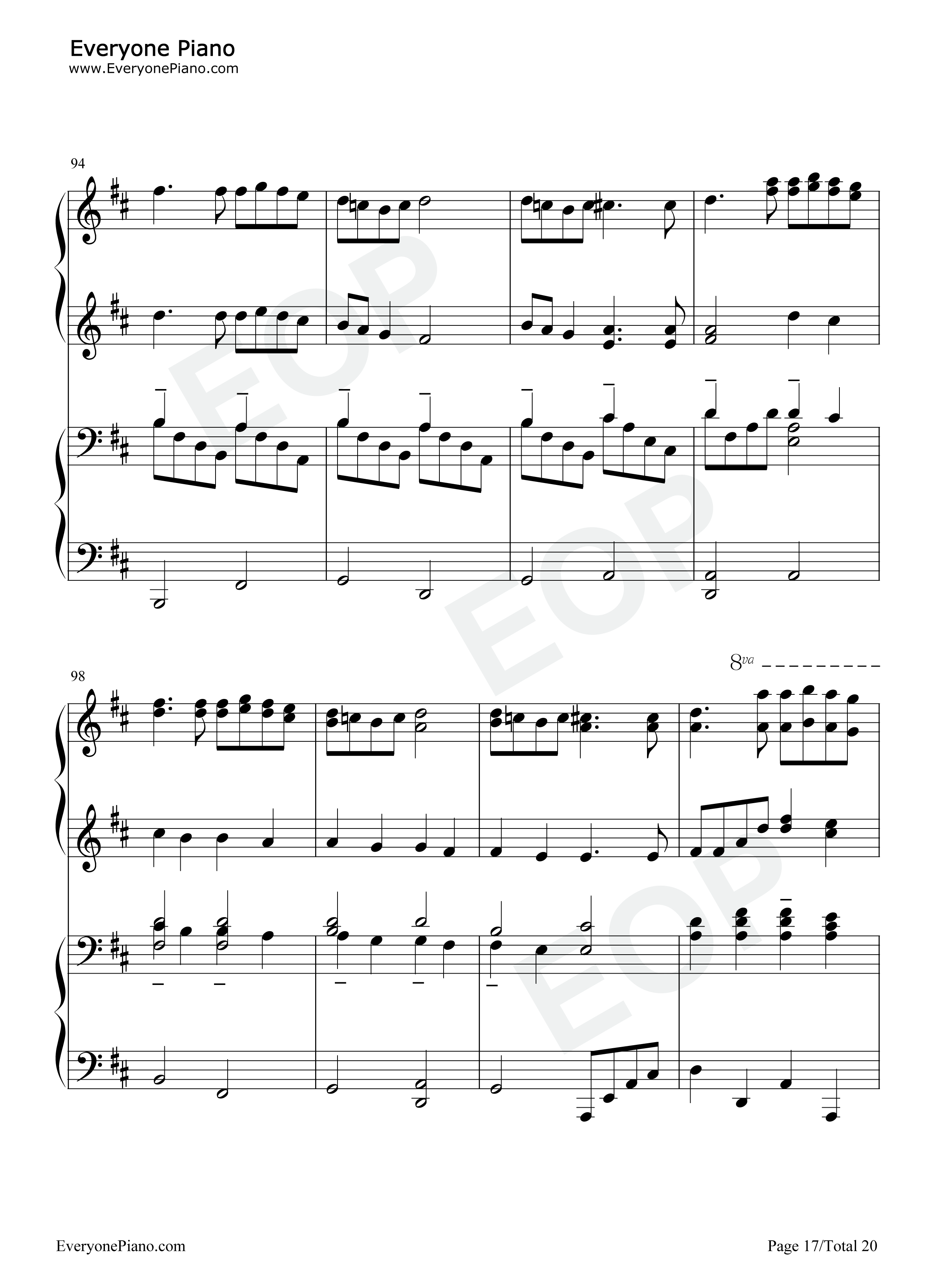 卡农钢琴谱-帕赫贝尔17