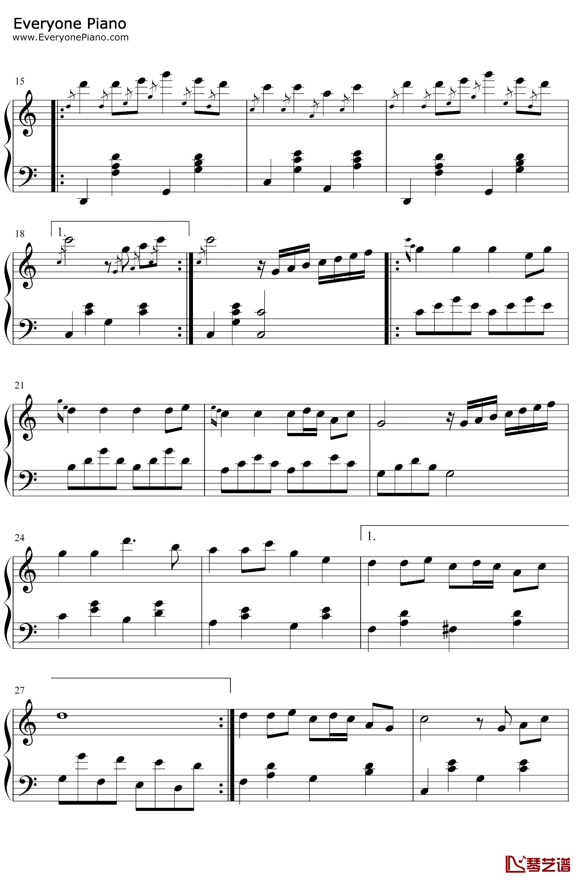 欢乐中国节钢琴谱-陈扬-一首欢快的轻音乐2