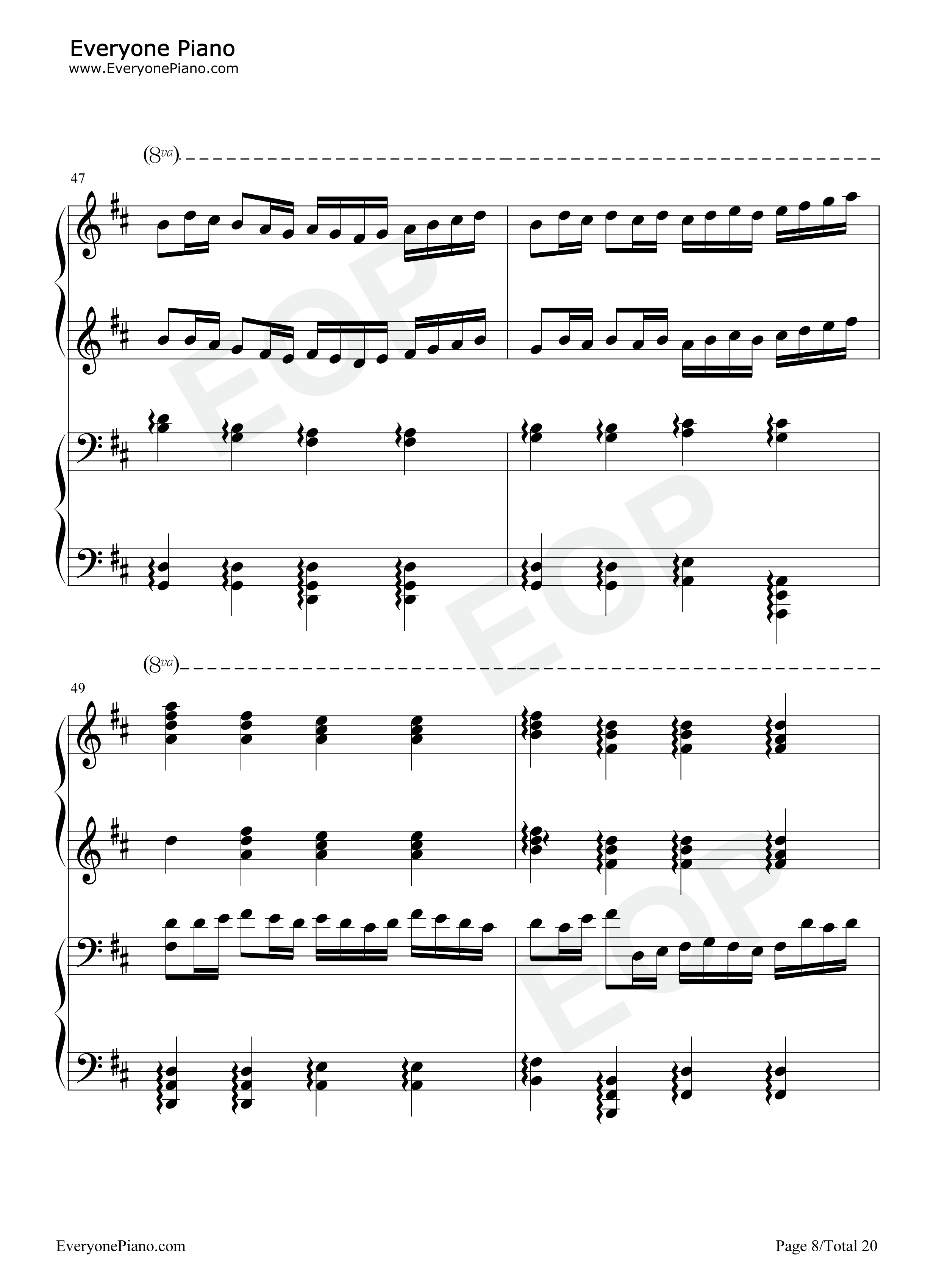 卡农钢琴谱-帕赫贝尔8