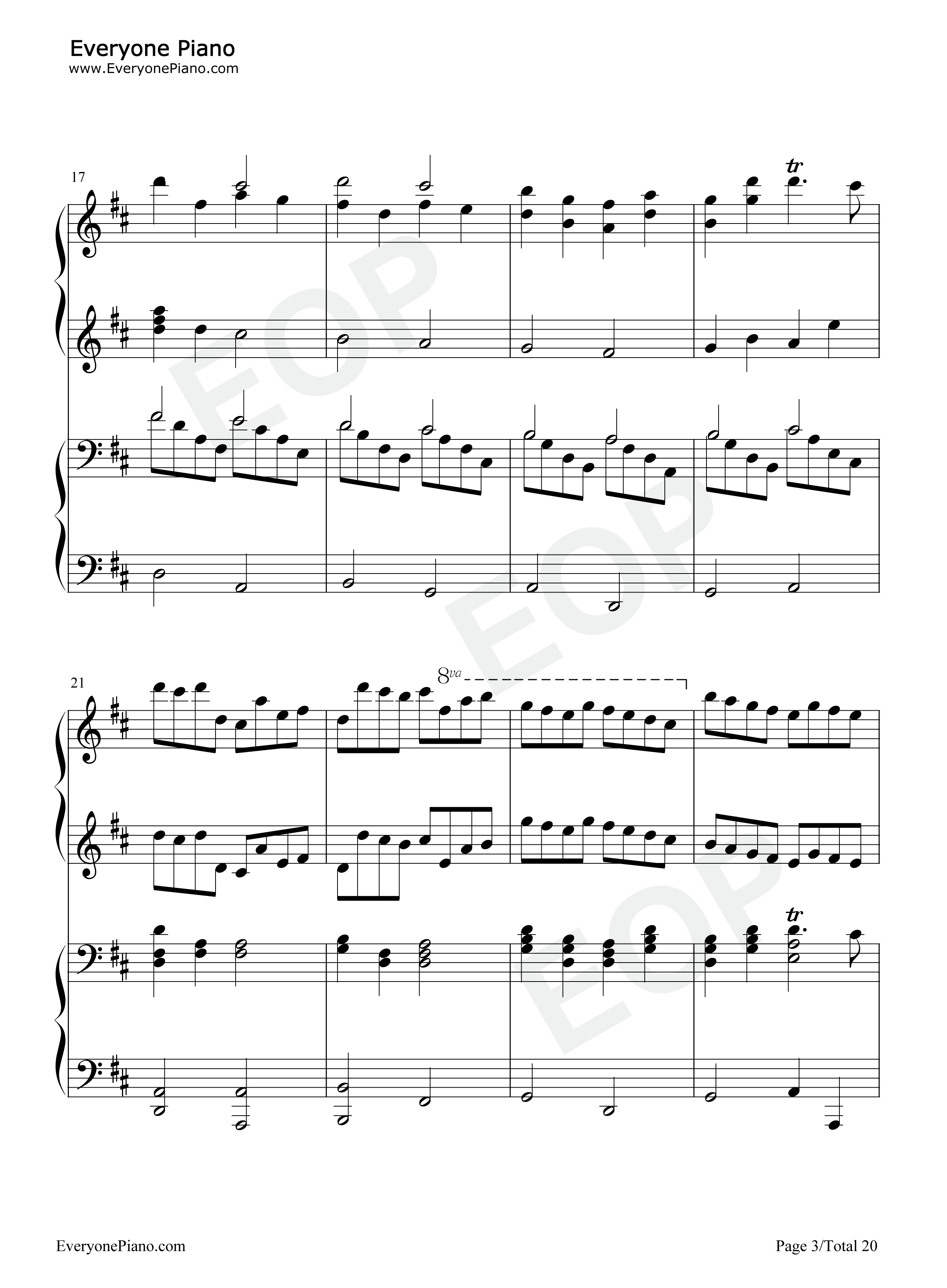 卡农钢琴谱-帕赫贝尔3