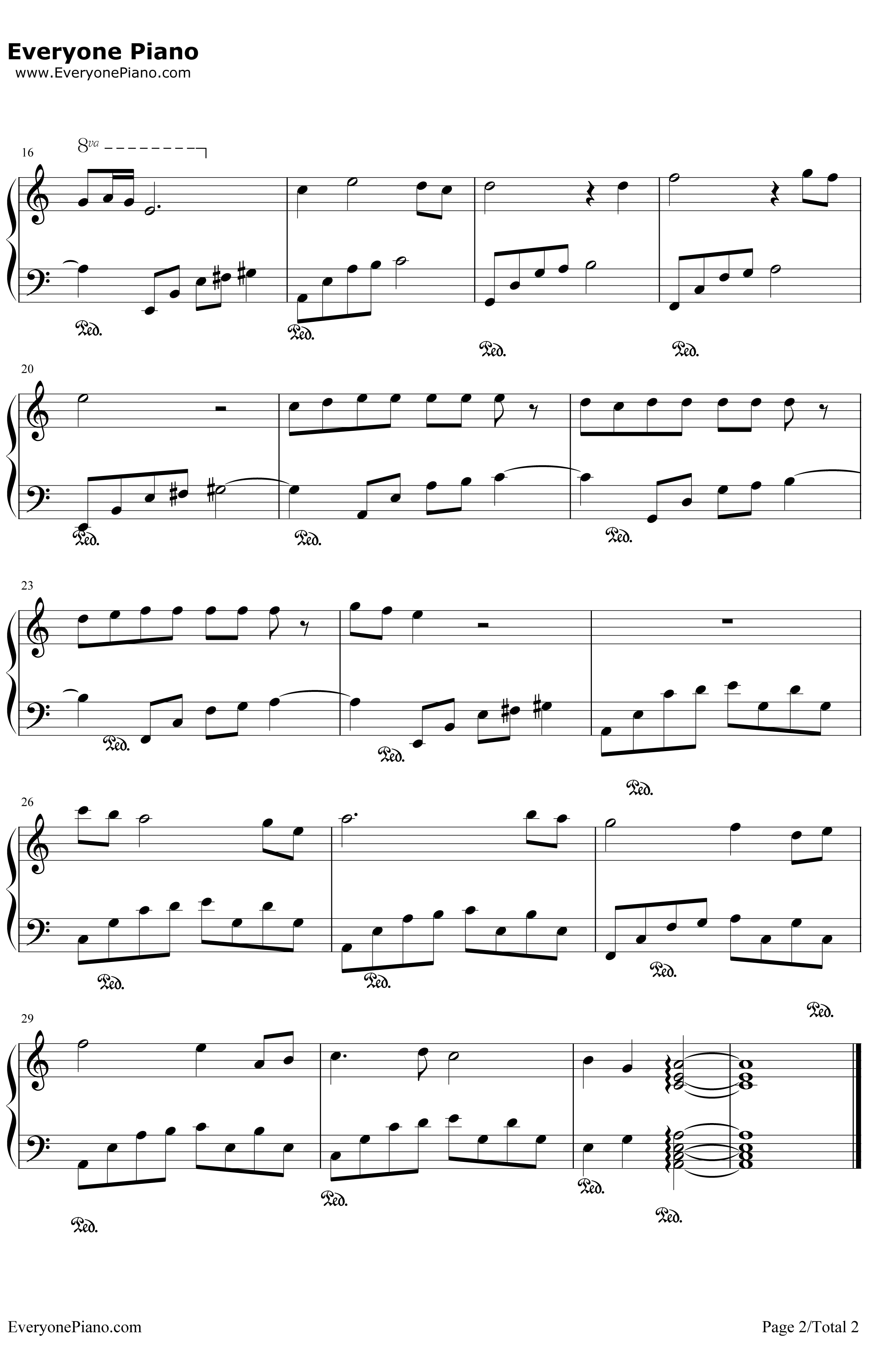 失恋进行曲钢琴谱-未知-简单又好听的练习曲2