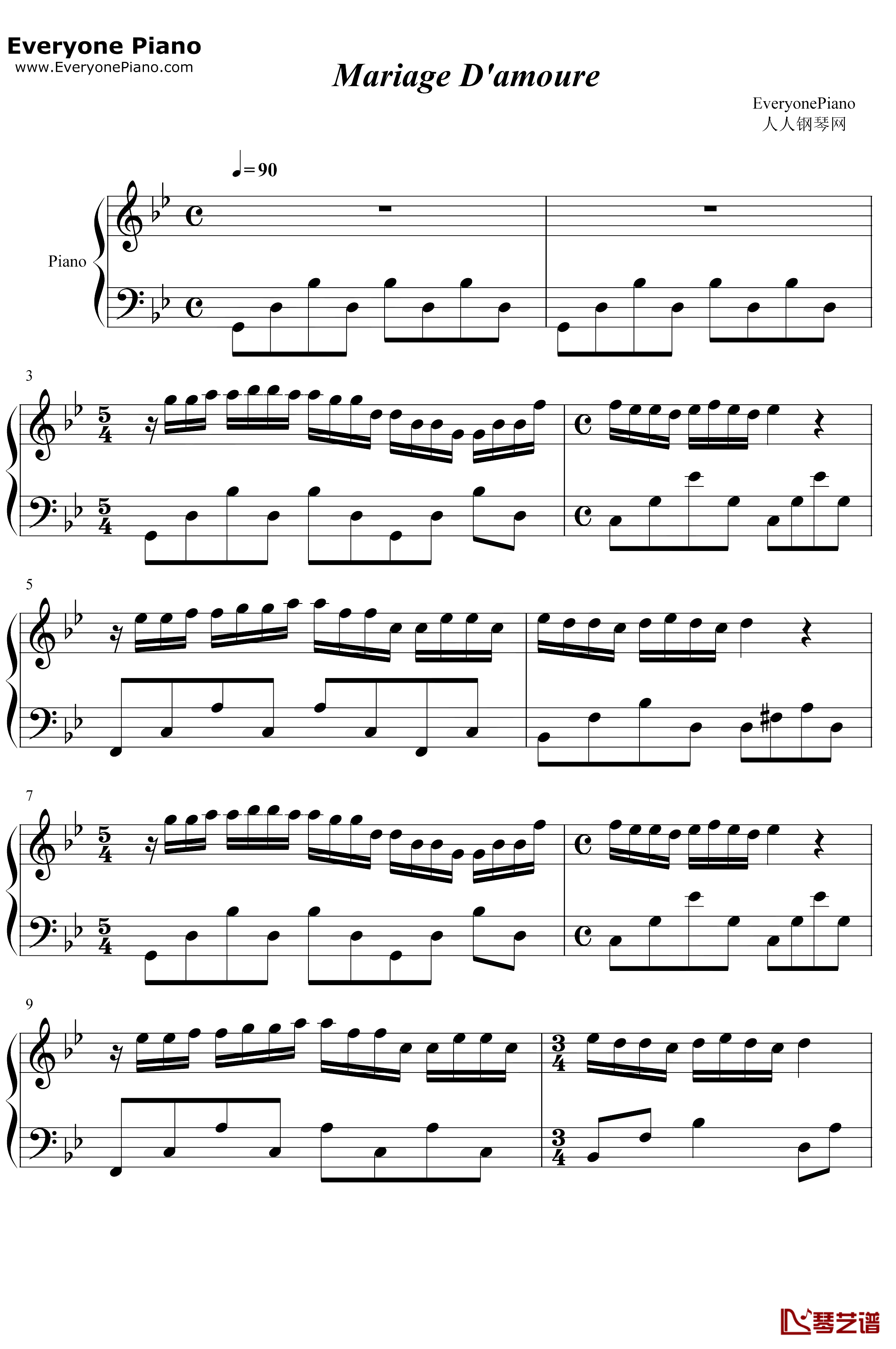 梦中的婚礼钢琴谱-理查德·克莱德曼-精美好听版1