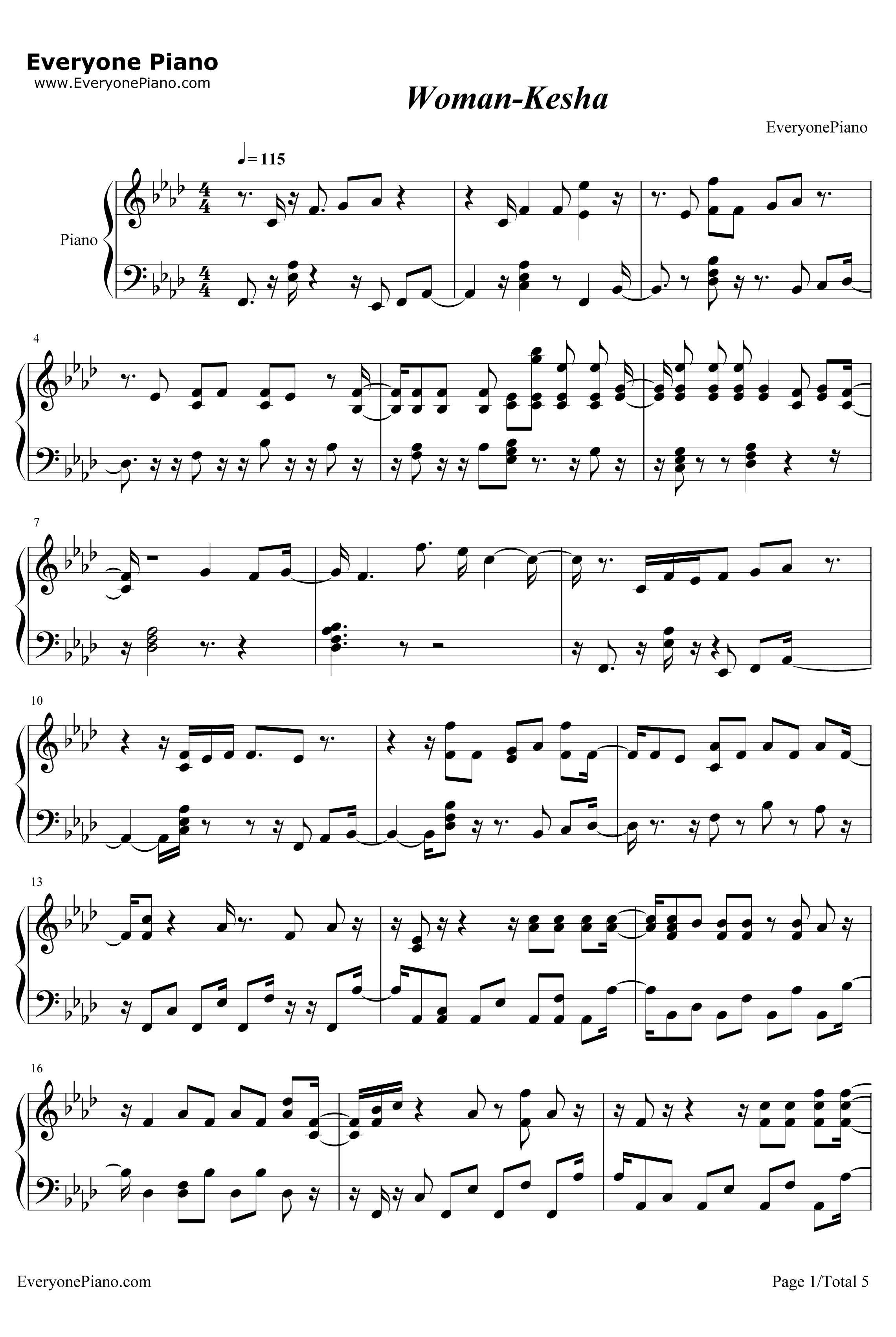 Woman钢琴谱-Kesha1