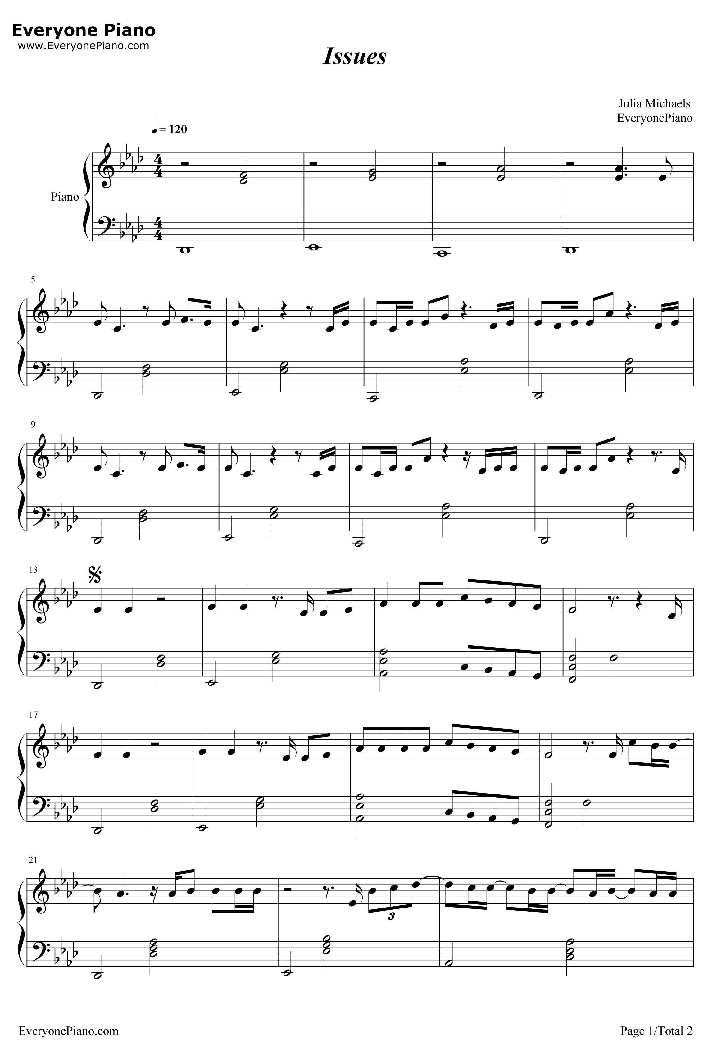 Issues钢琴谱-JuliaMichaels1