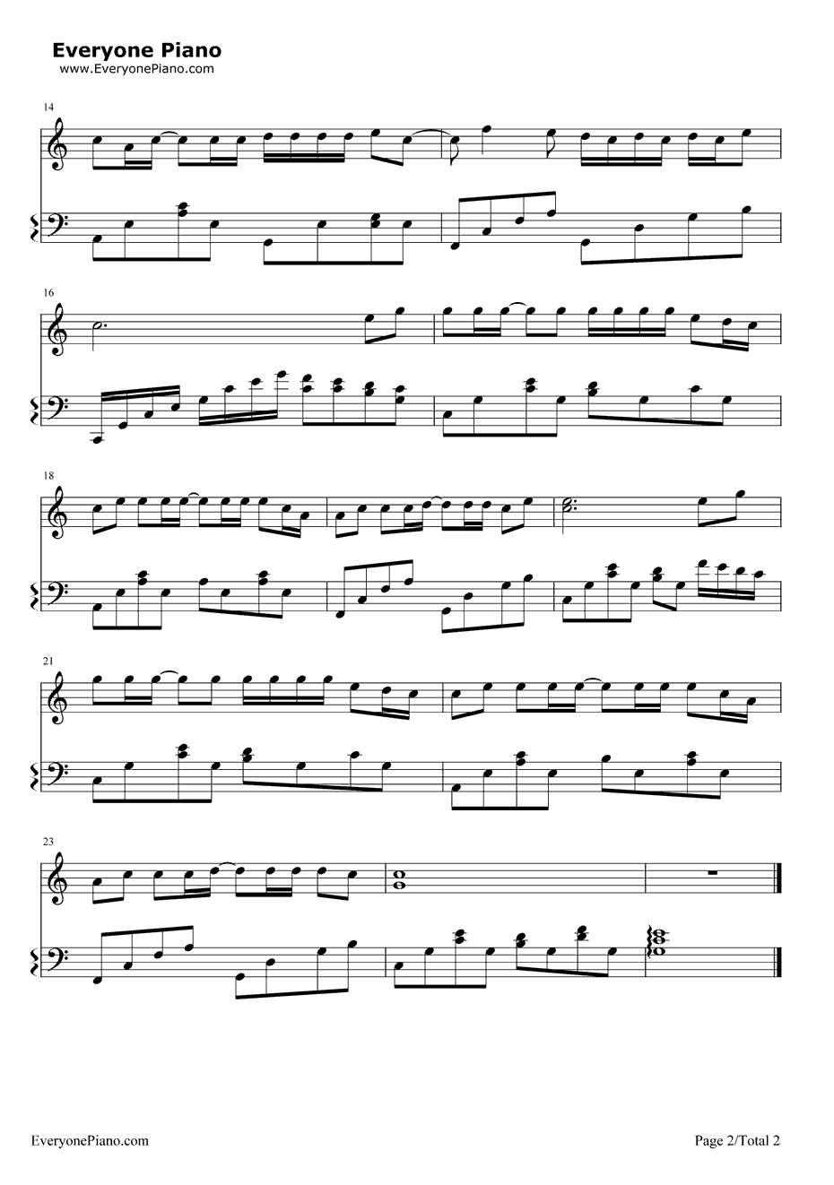 稻香钢琴谱-周杰伦-简单版2