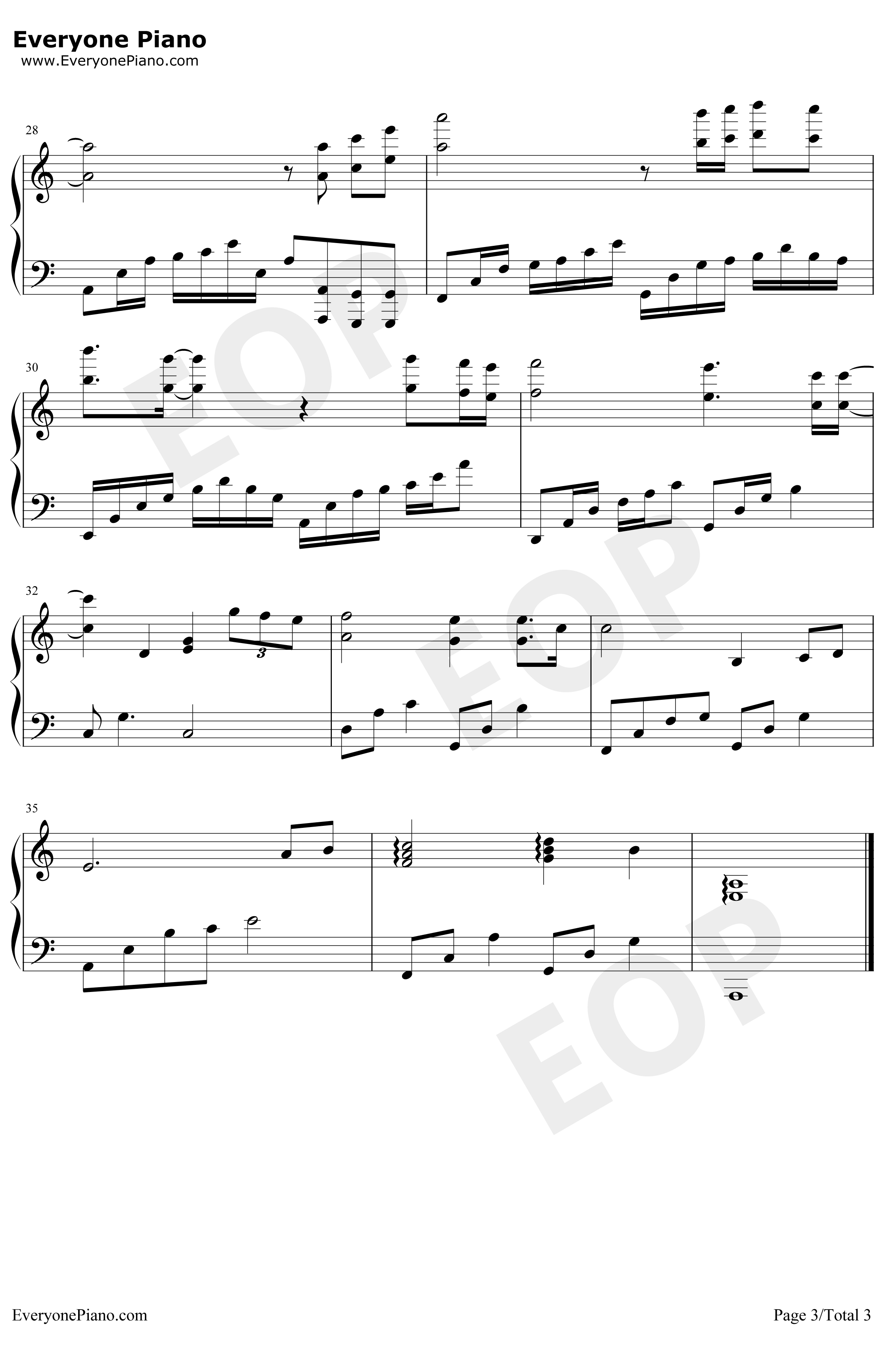 往后余生钢琴谱-马良-C调完美版3