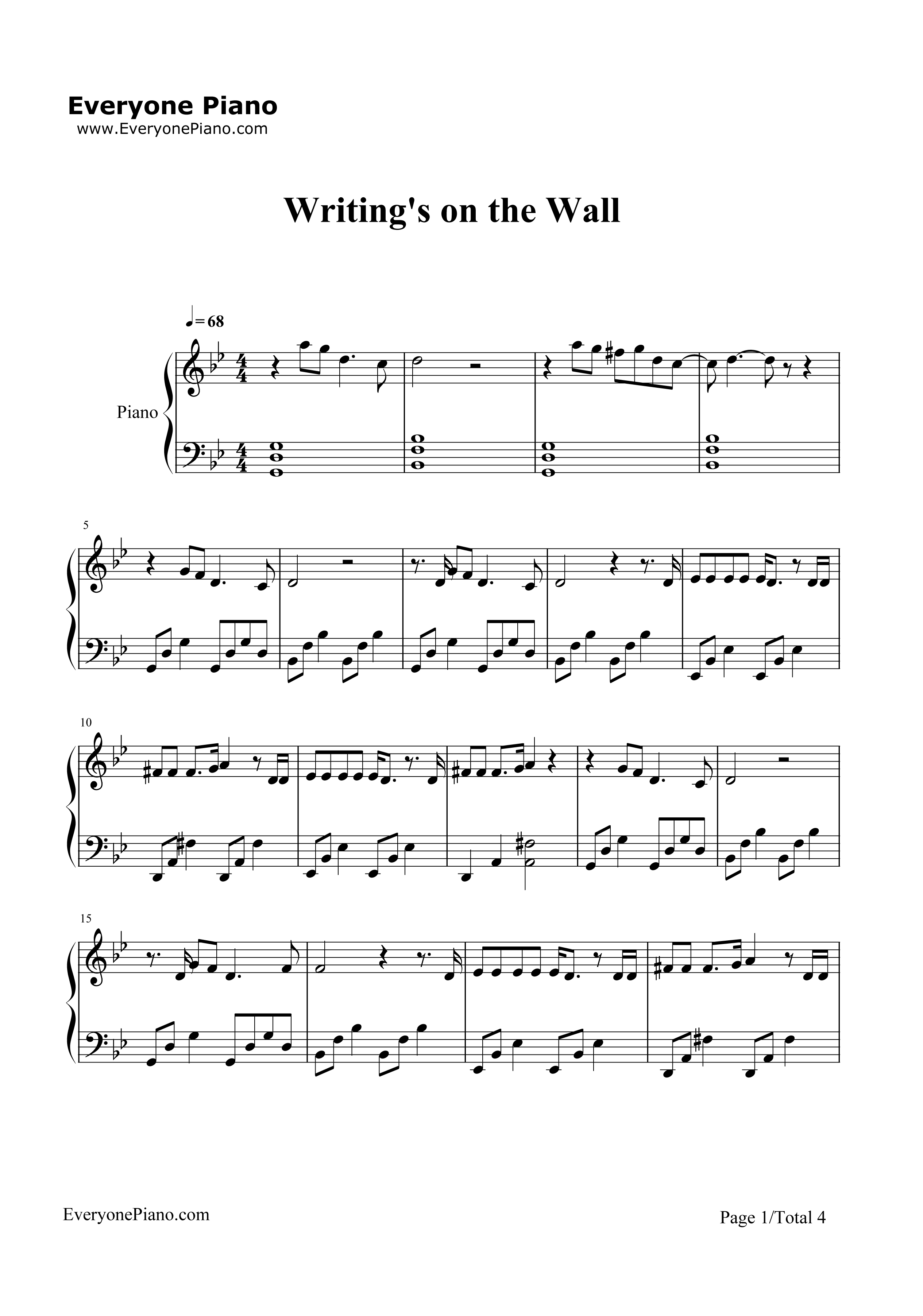 Writing's on the Wall钢琴谱-Sam Smith1