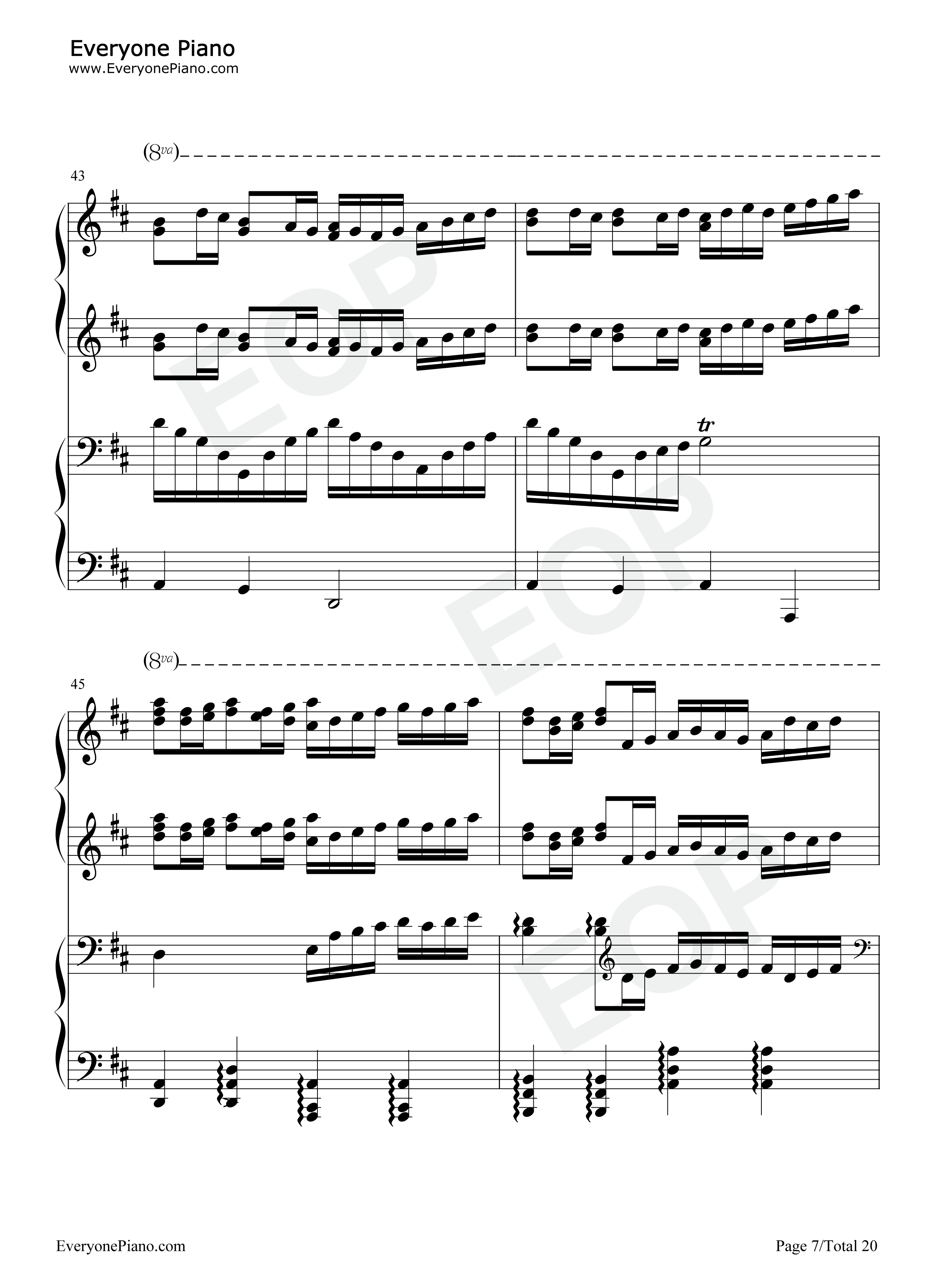卡农钢琴谱-帕赫贝尔7