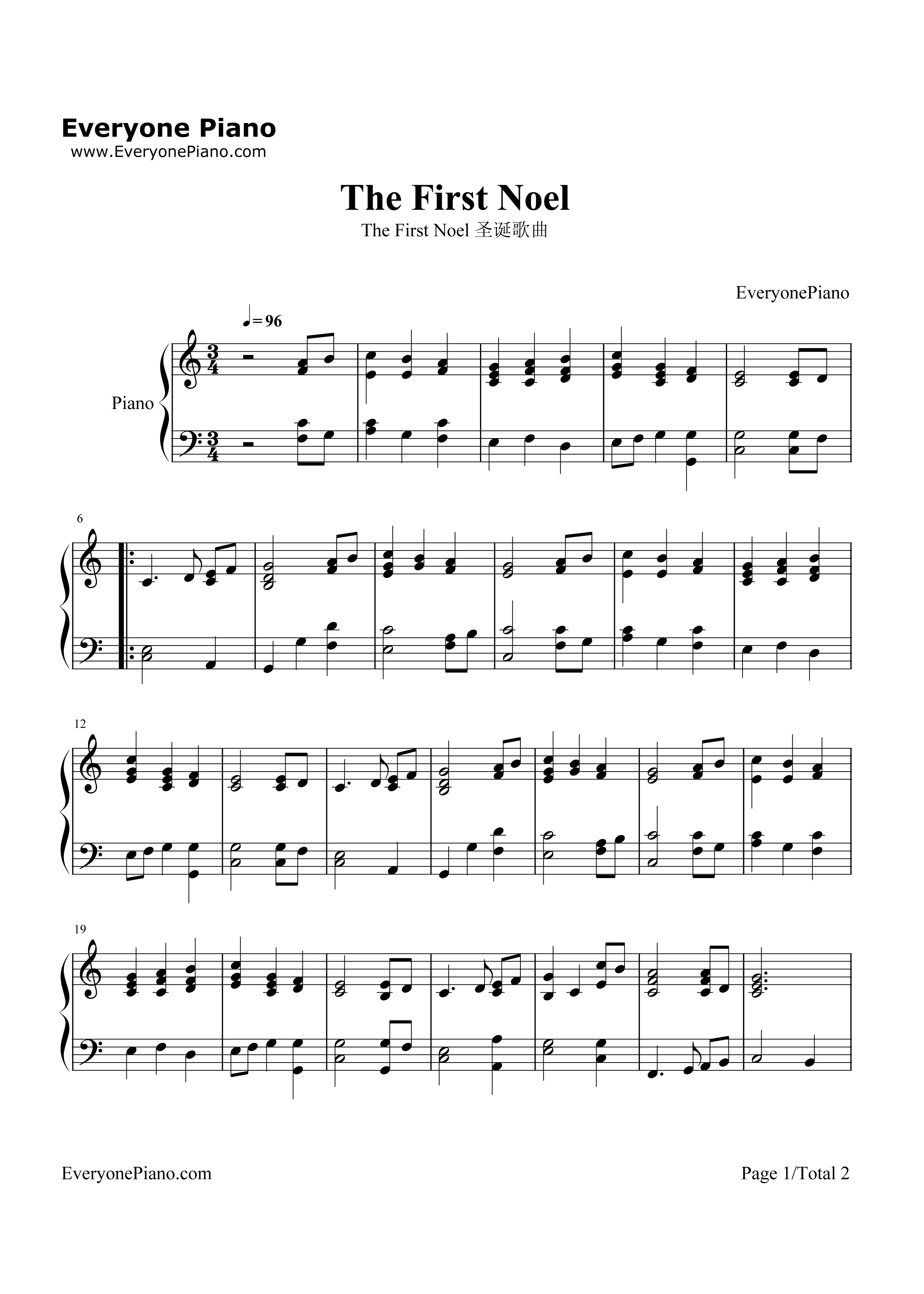 The First Noel钢琴谱-John Stainer1
