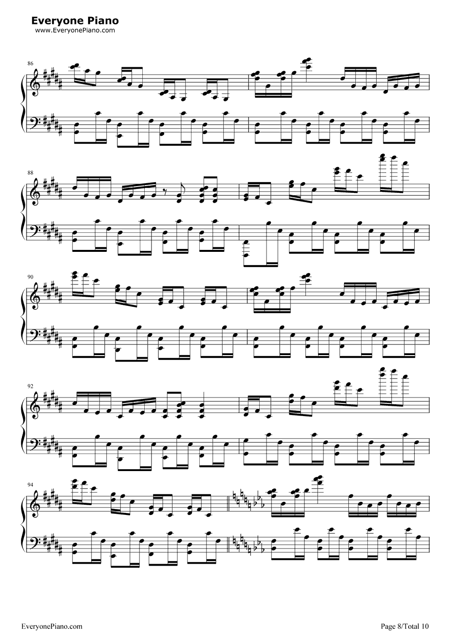 白金ディスコ钢琴谱-阿良良木月火（井口裕香）-白金Disco-伪物语OP38