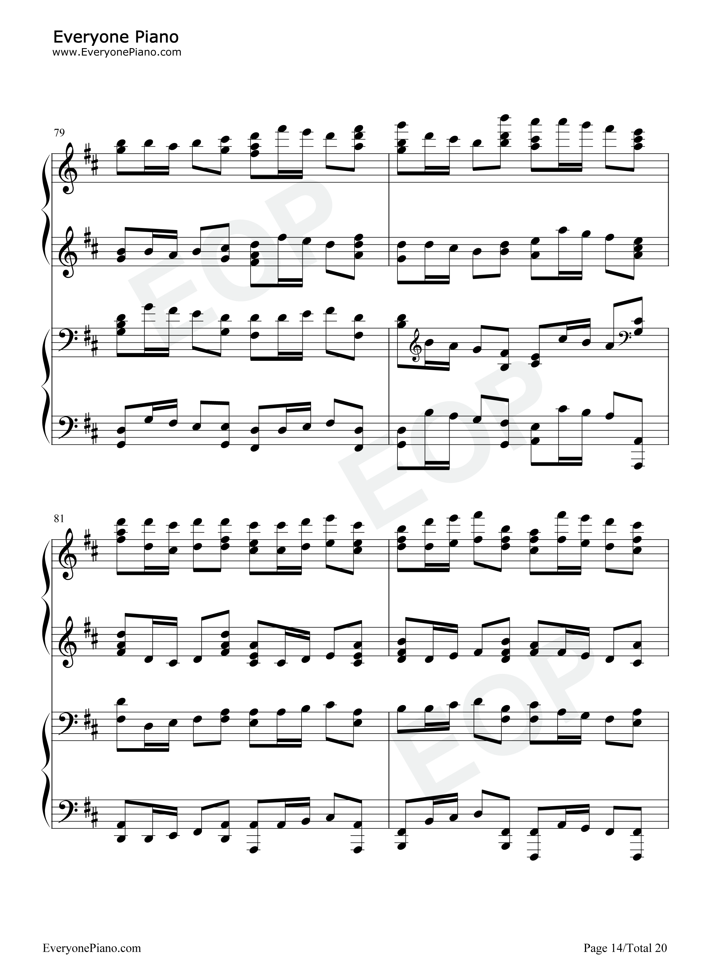 卡农钢琴谱-帕赫贝尔14