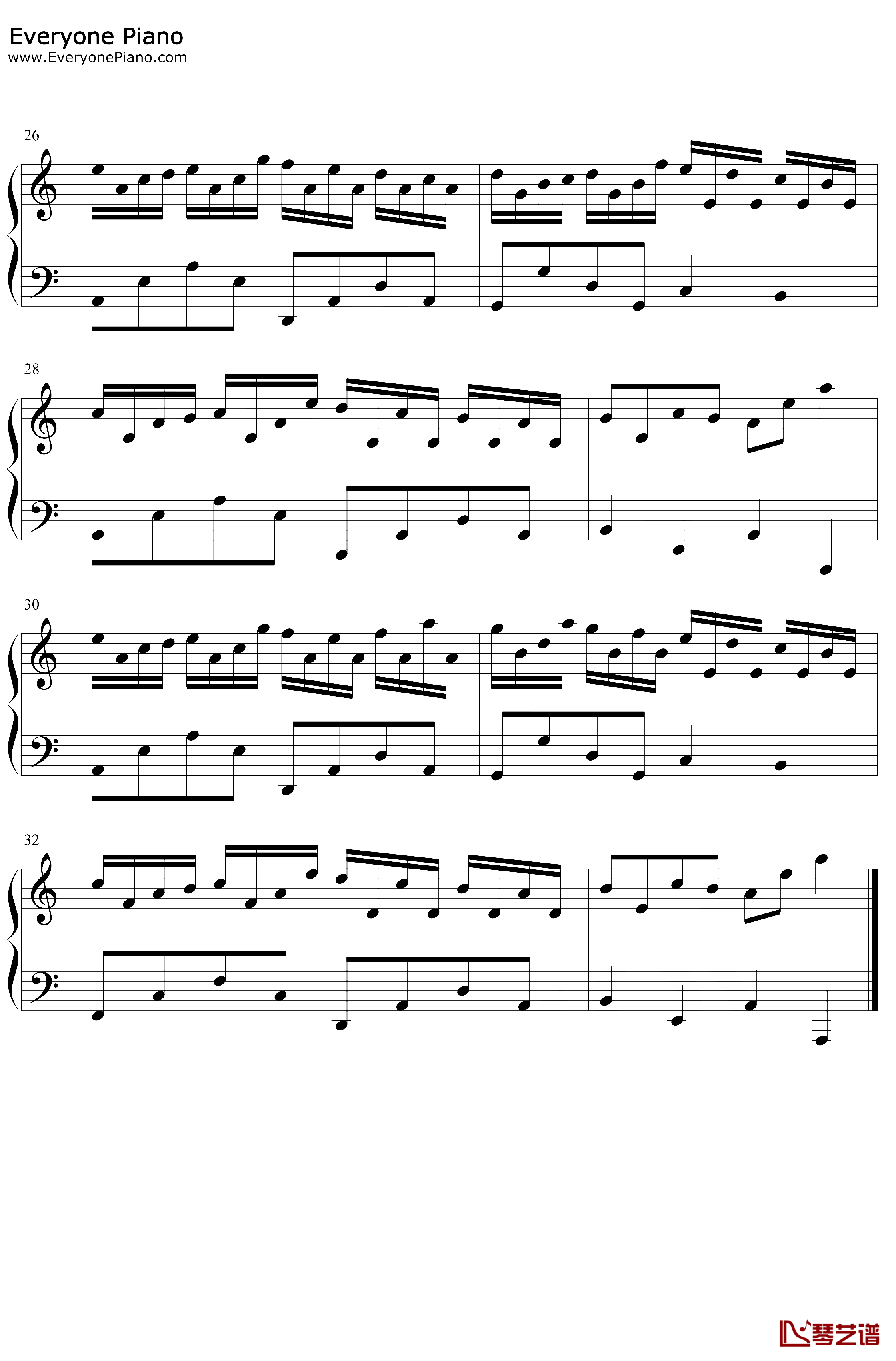 克罗地亚狂想曲钢琴谱-马克西姆·姆尔维察-C调简化版3
