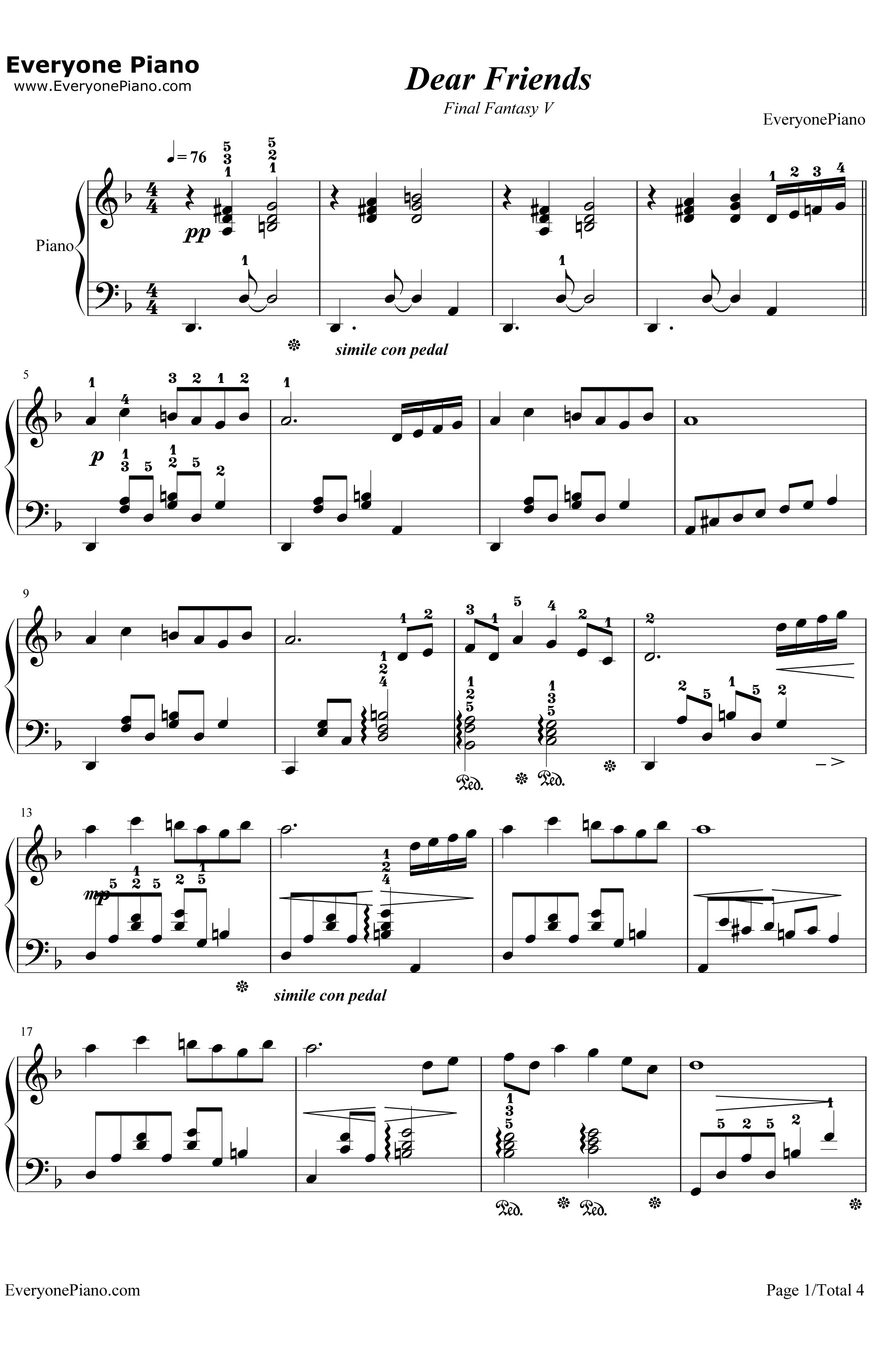 Dear Friends钢琴谱-植松伸夫1