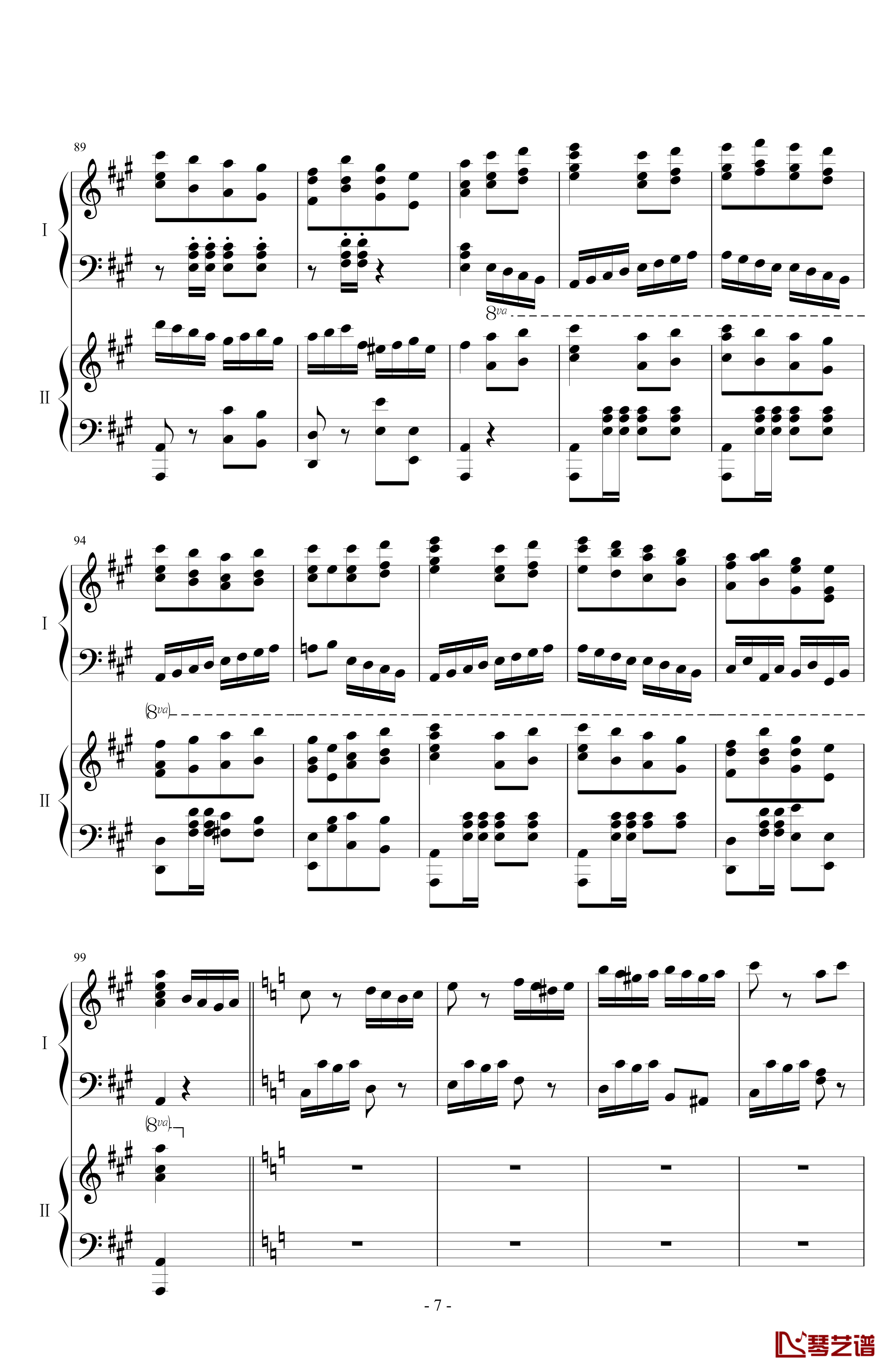 土耳其进行曲钢琴谱-双钢琴-莫扎特7