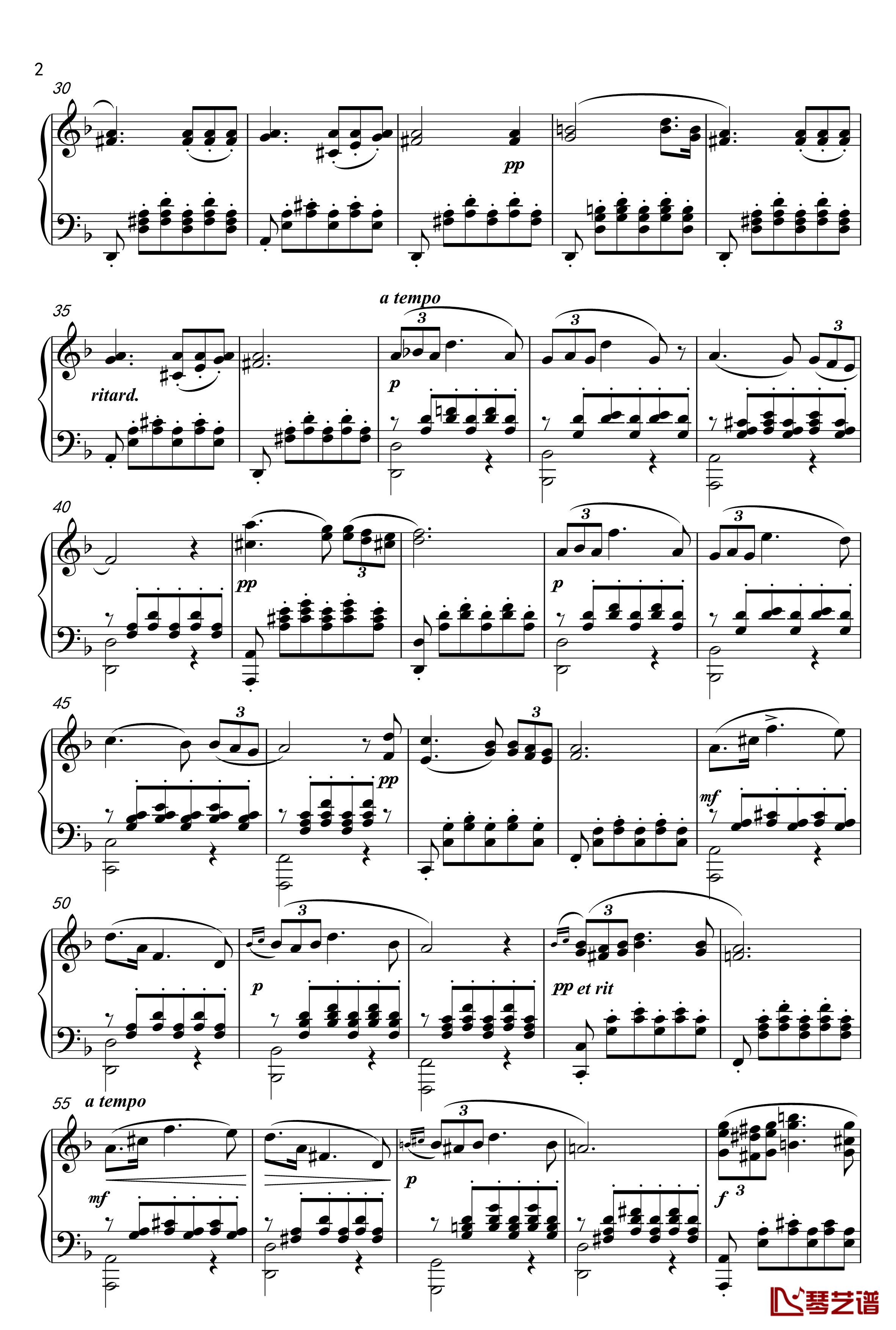 小夜曲钢琴谱-指法-舒伯特2