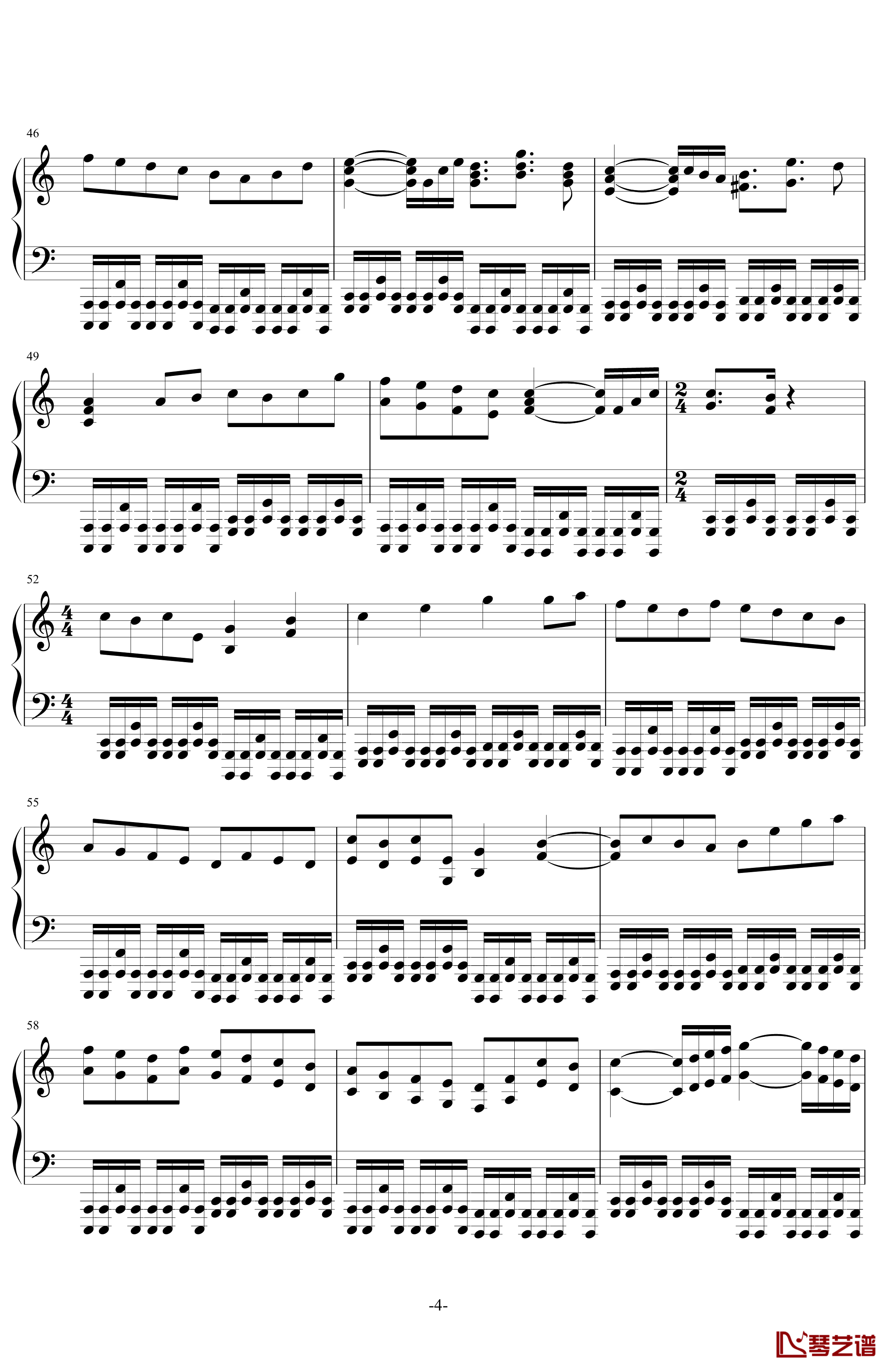 卡农钢琴谱-帕赫贝尔-Pachelbel-钢琴版摇滚4