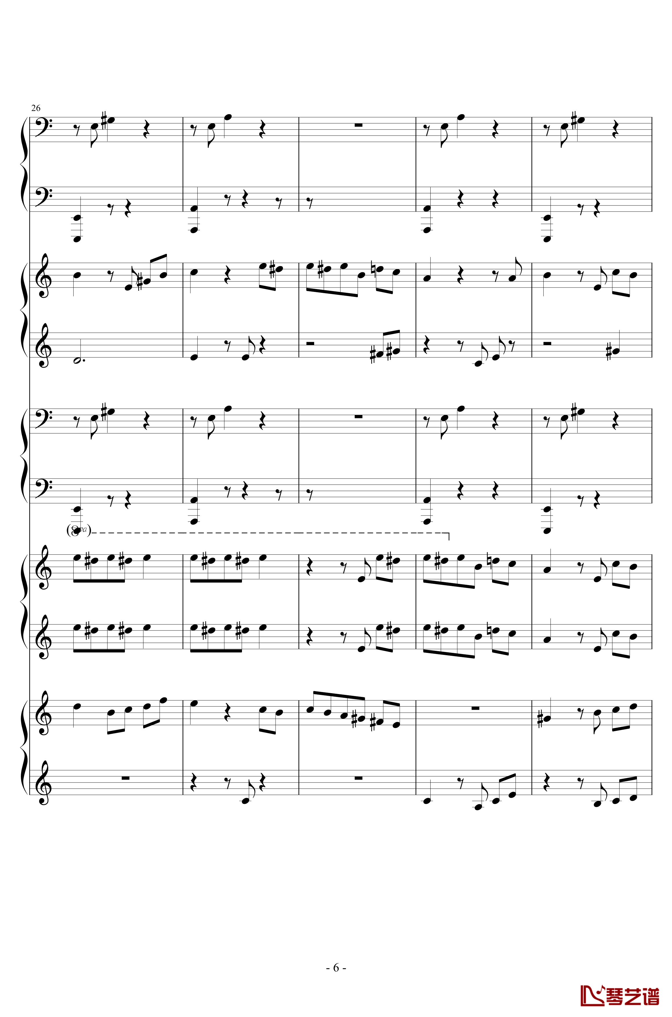 献给爱丽丝钢琴谱-合奏版-贝多芬-beethoven6