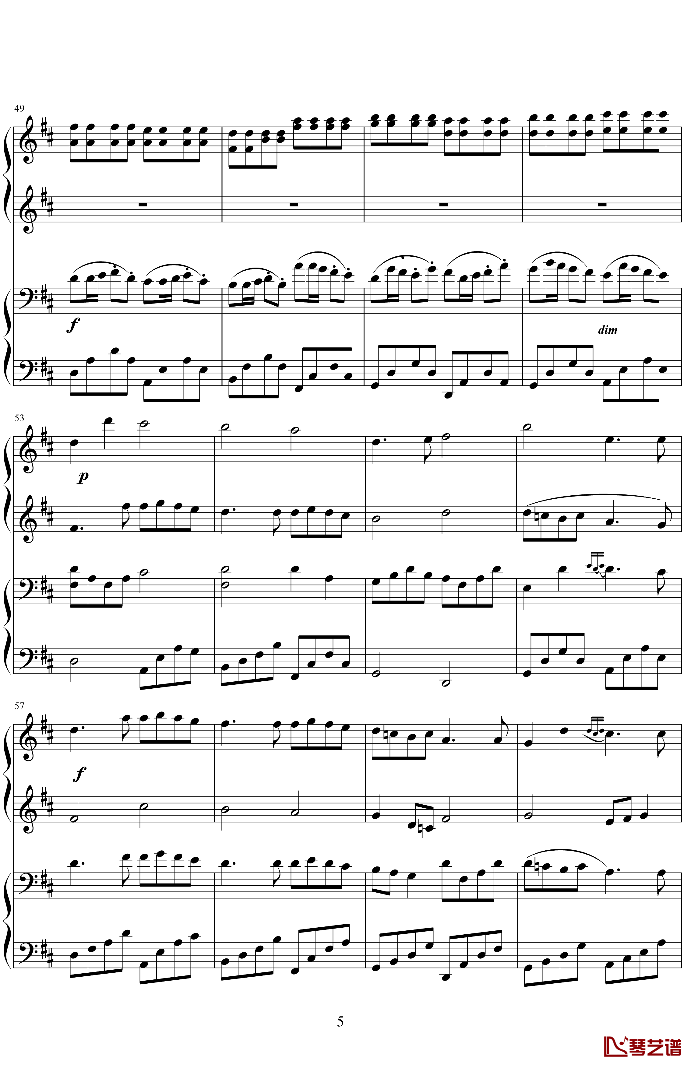 卡农钢琴谱-帕赫贝尔-Pachelbel5