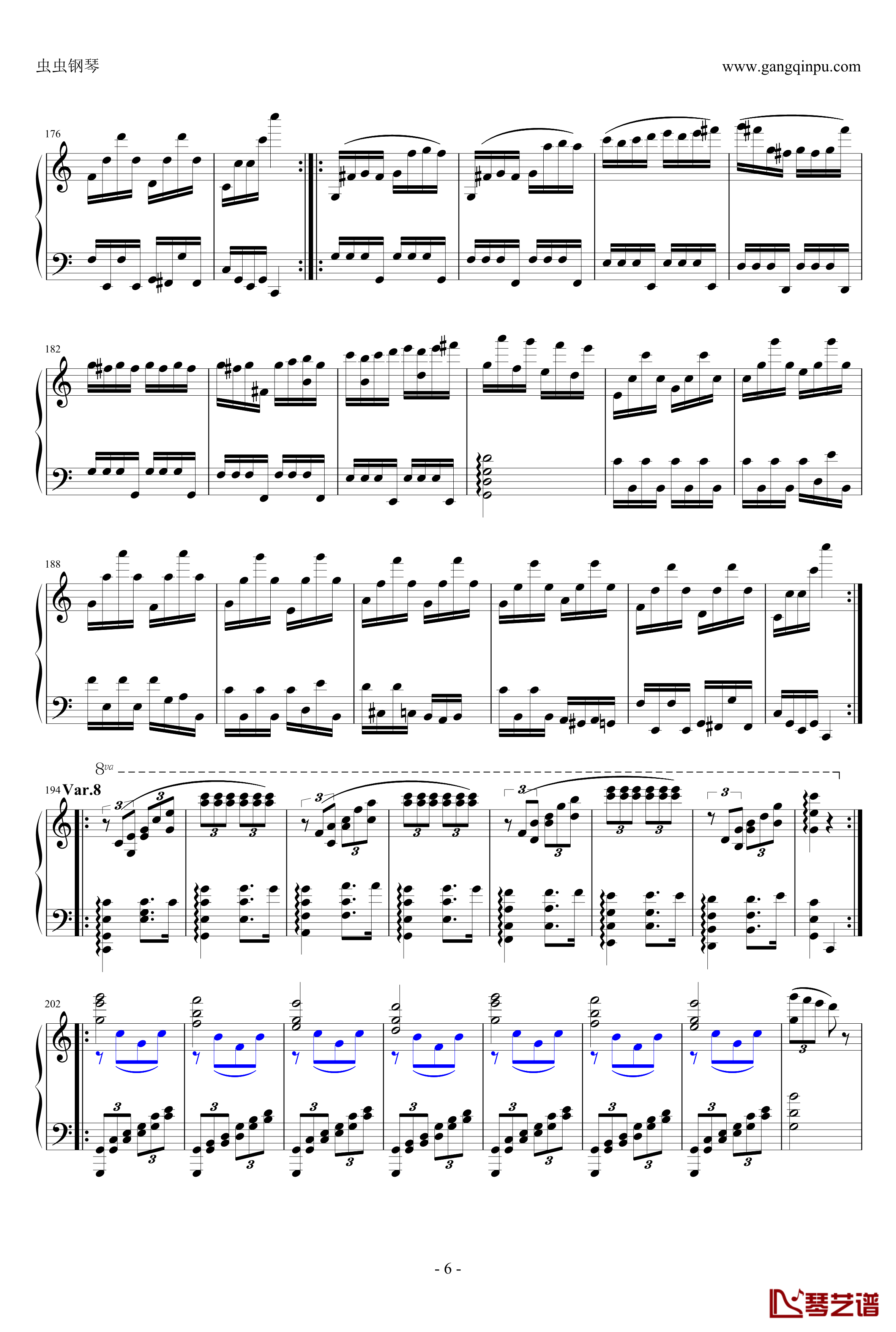 小星星变奏曲钢琴谱-炫技再变奏-莫扎特6