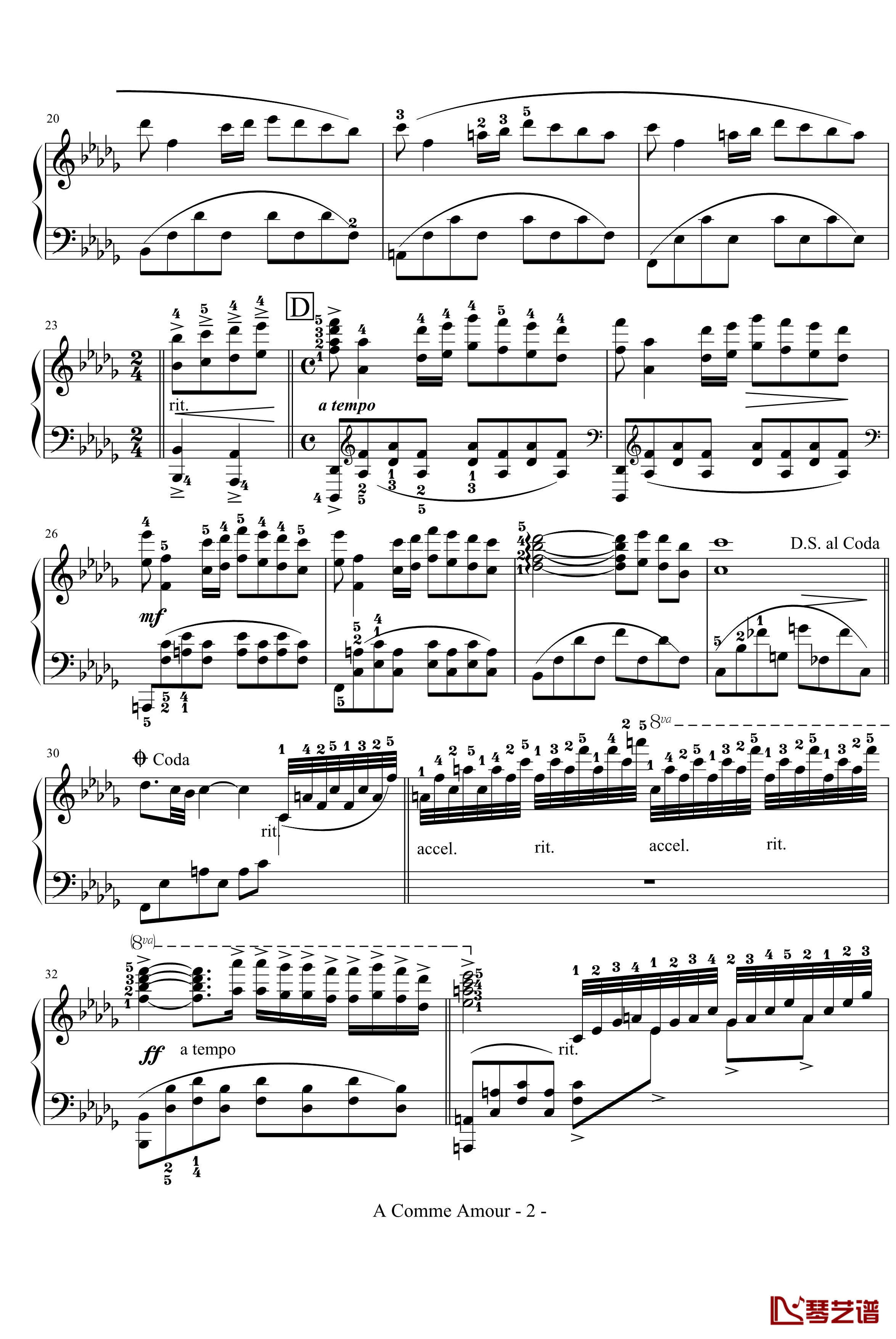 秋日私语钢琴谱-带指法-塞内维尔2
