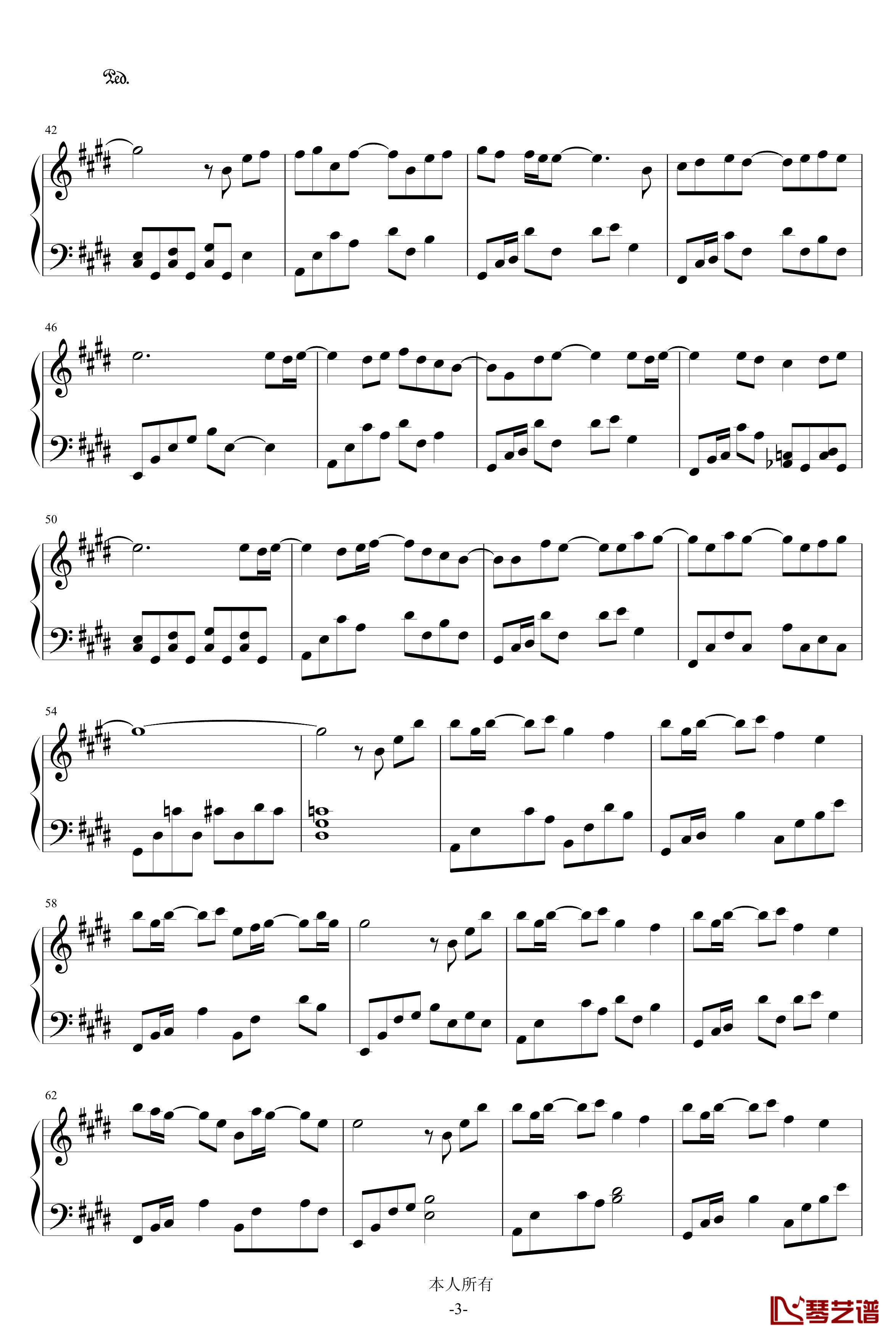 最后一页钢琴谱-钢琴独奏版-周杰伦3