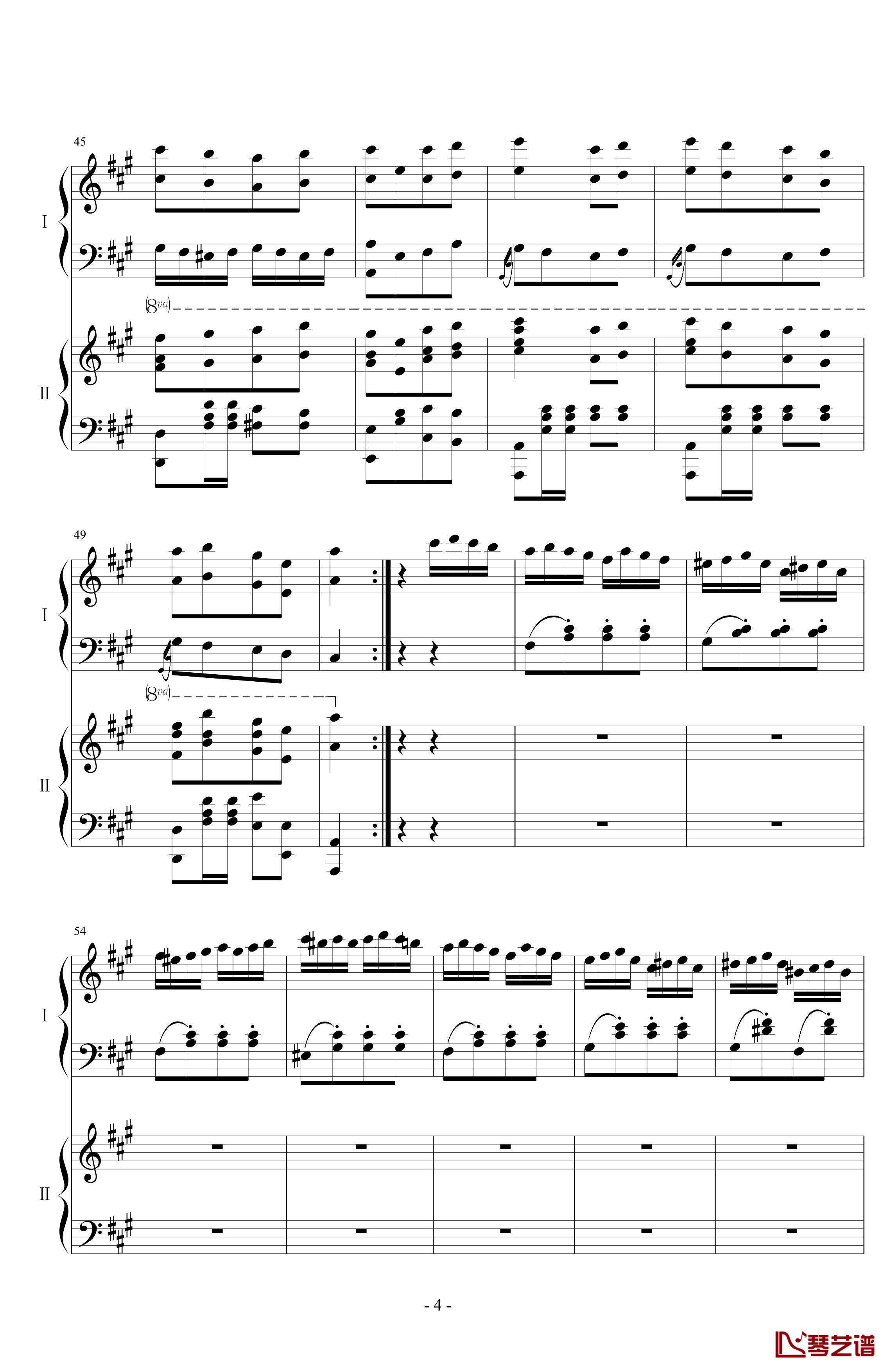 土耳其进行曲钢琴谱-情侣版-莫扎特4