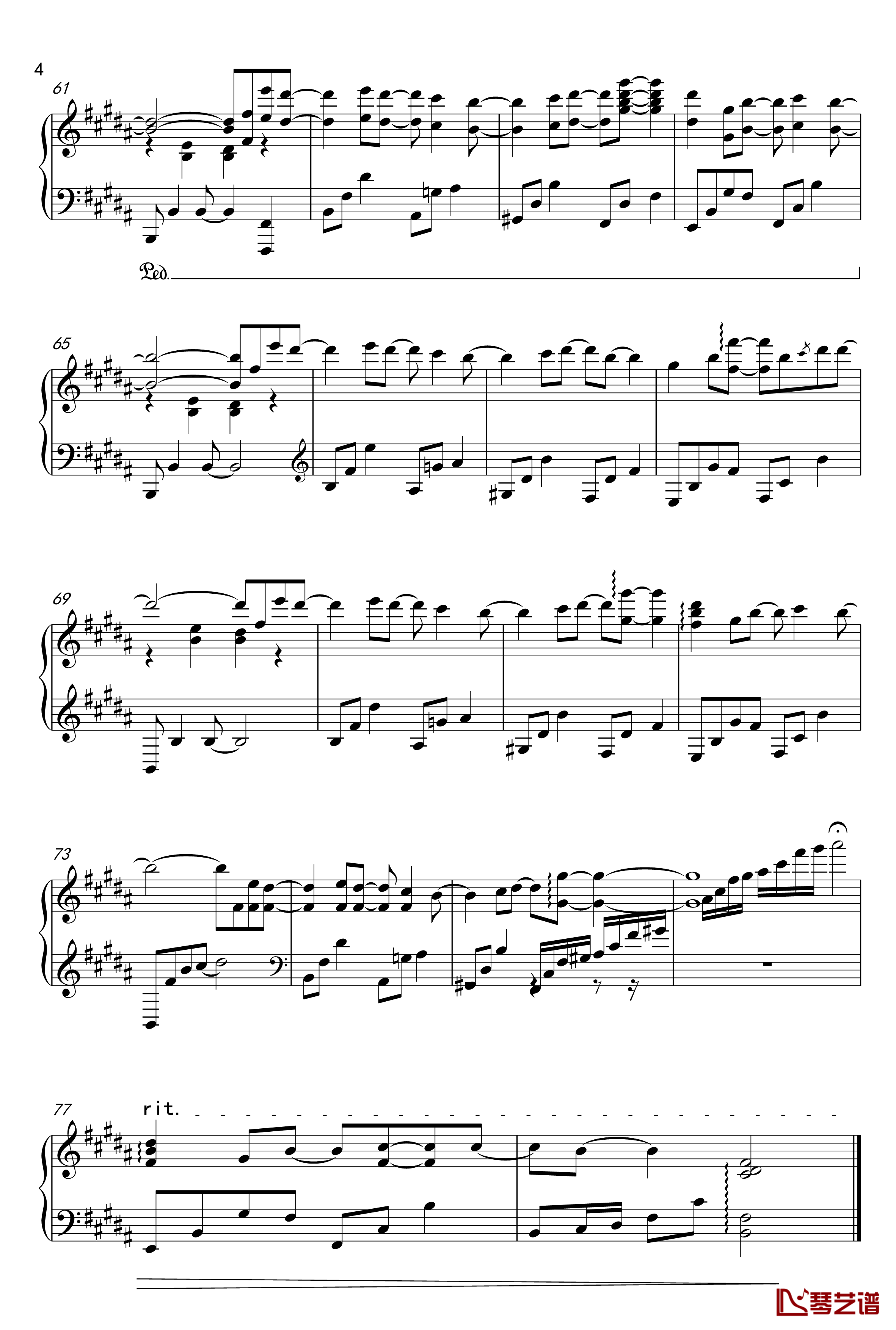 告白气球钢琴谱-完美演奏版-周杰伦4