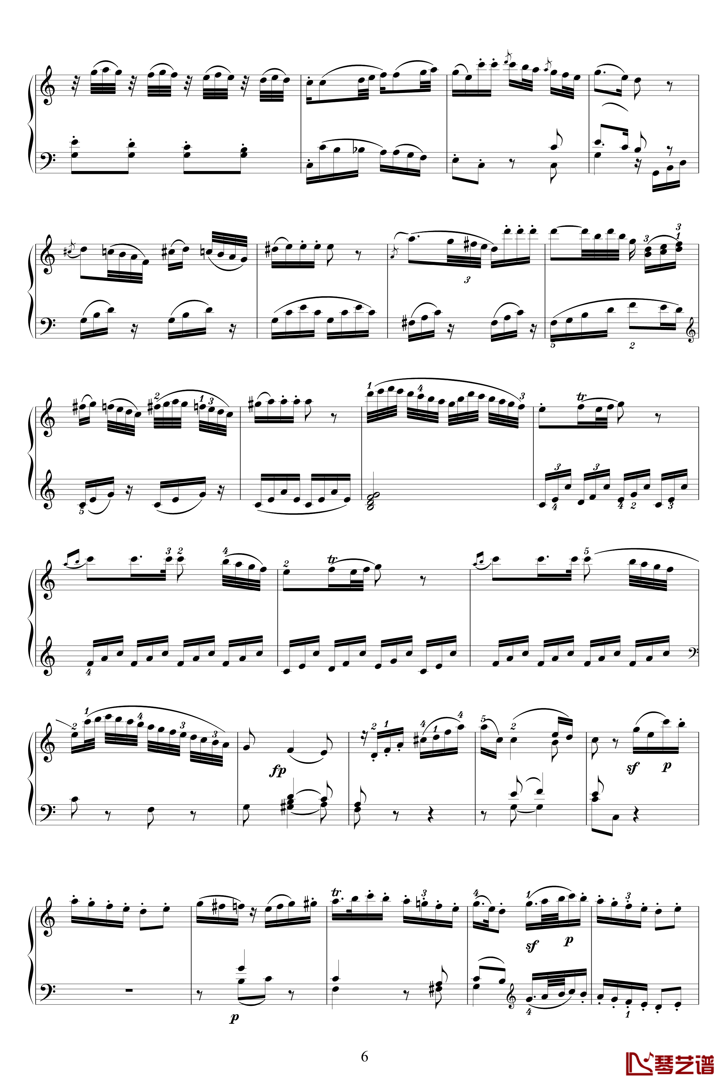 k330第一乐章钢琴谱-莫扎特6