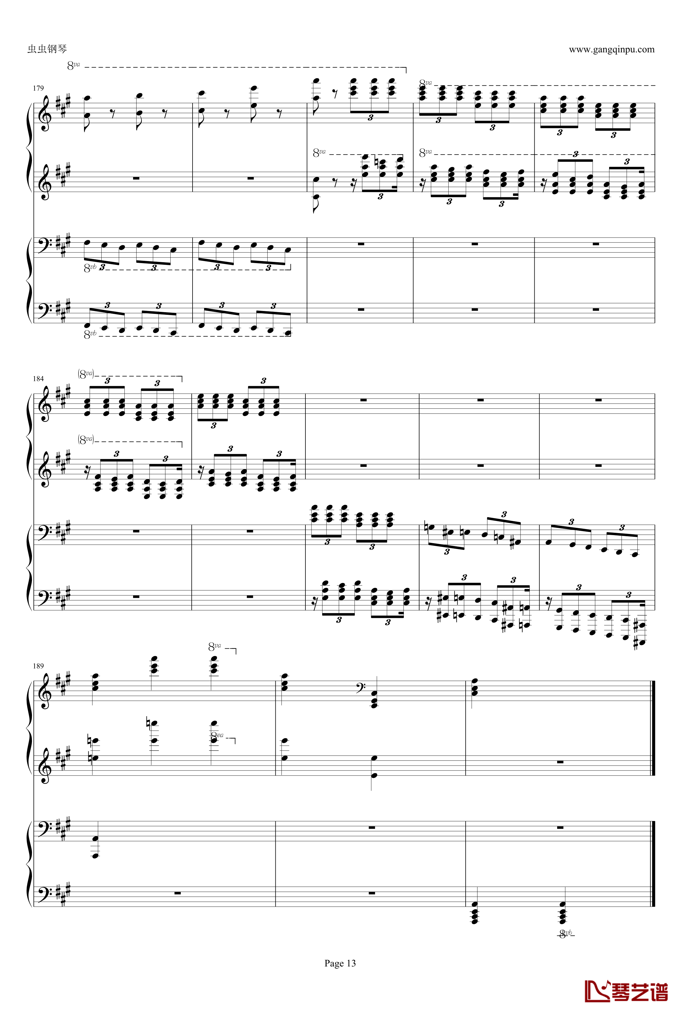 土耳其进行曲四手钢琴谱-周杰伦版-莫扎特13