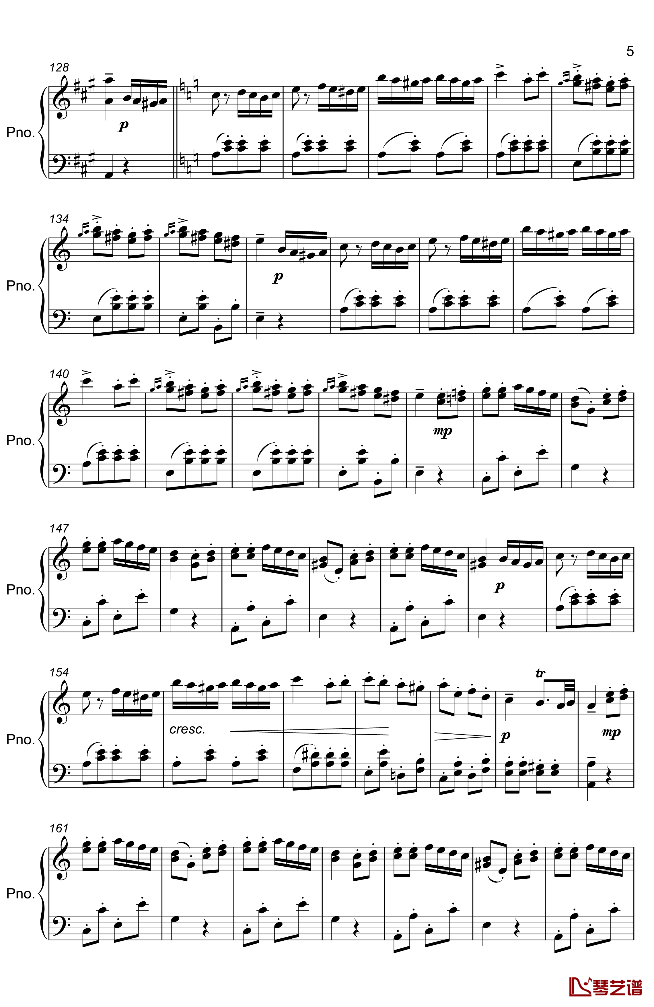土耳其进行曲钢琴谱-精制版-莫扎特5