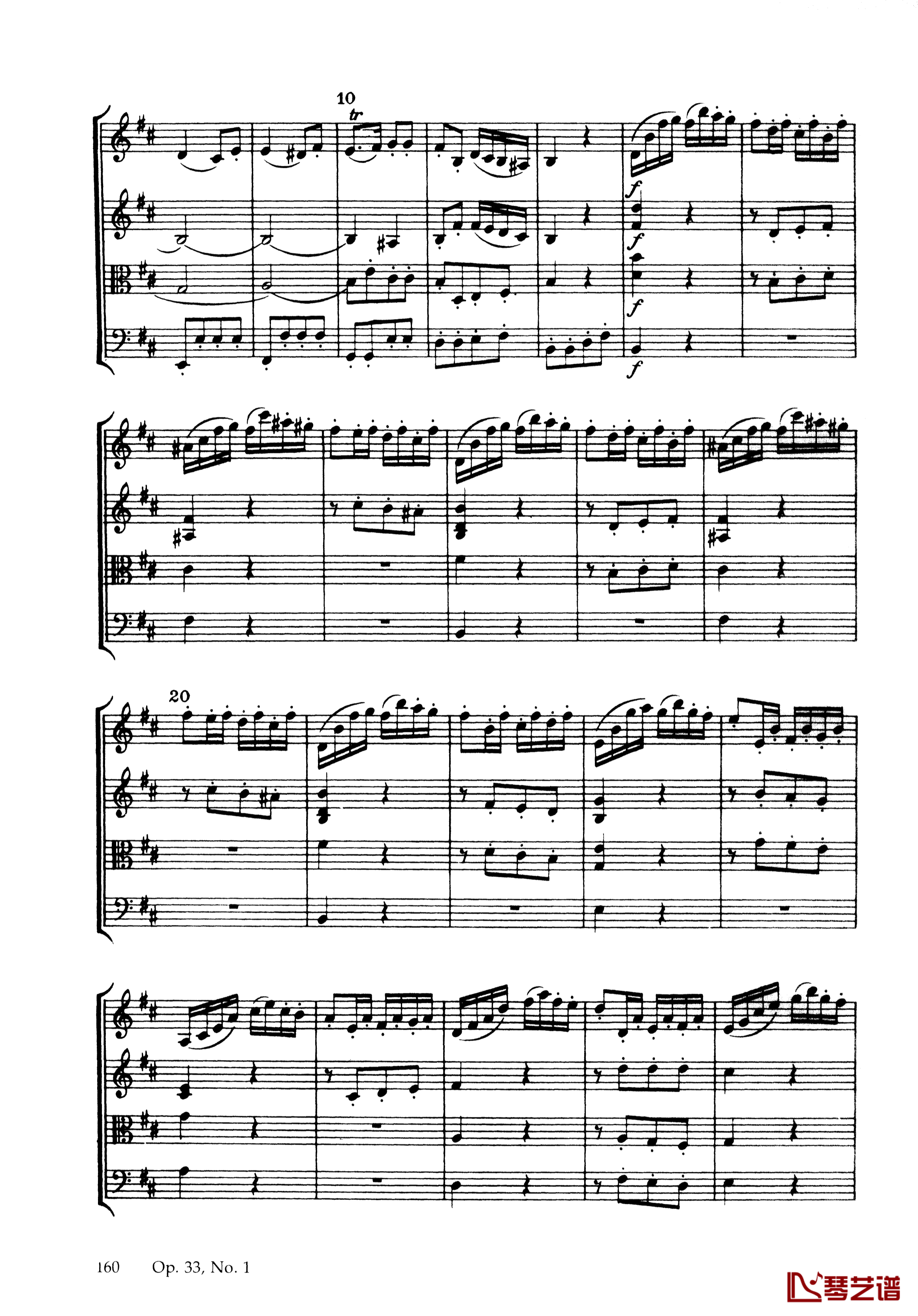 b小调弦乐四重奏 Op.33  No.1钢琴谱-海顿14