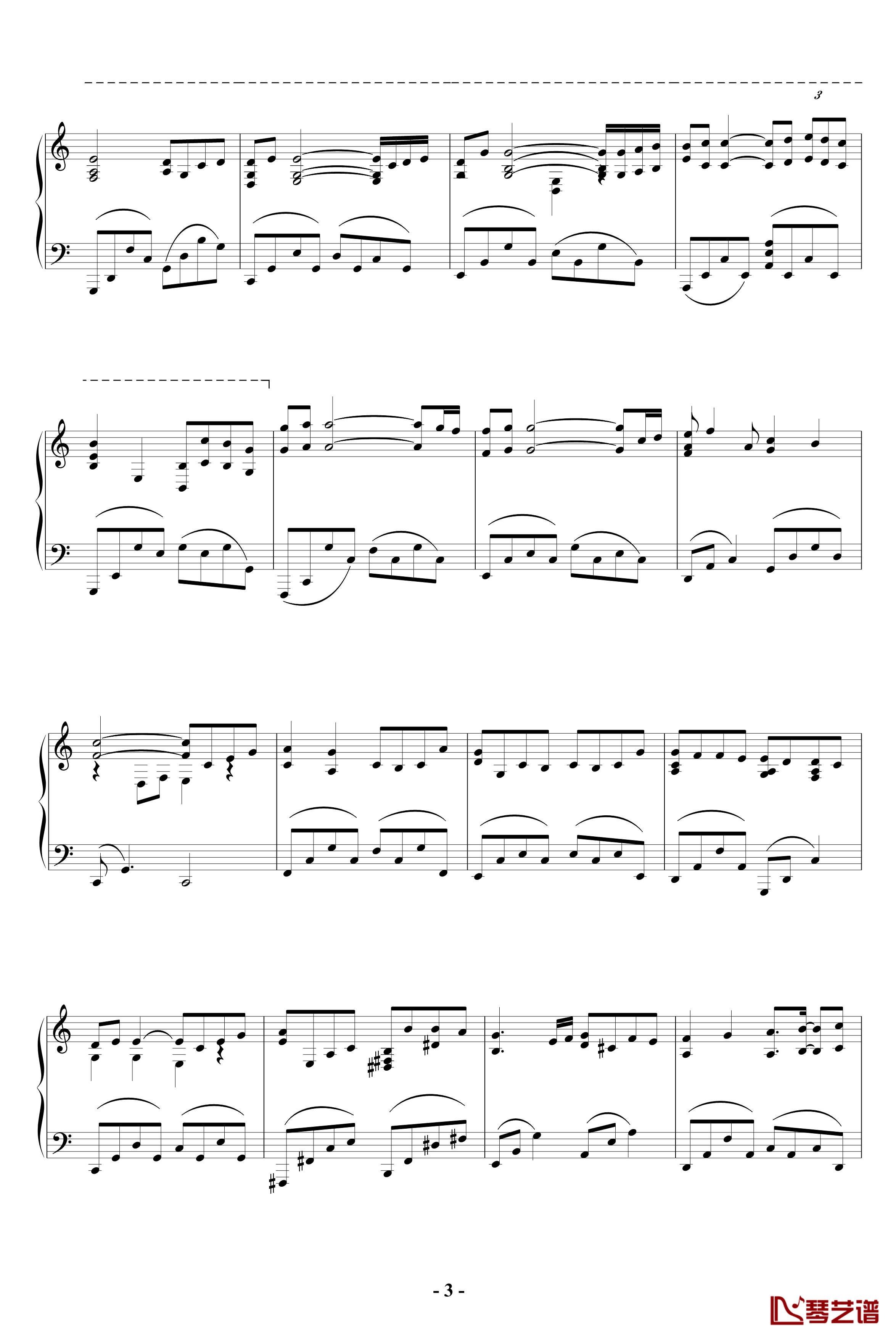 雨的印记钢琴谱-Kiss the rain-C调版-Yiruma3