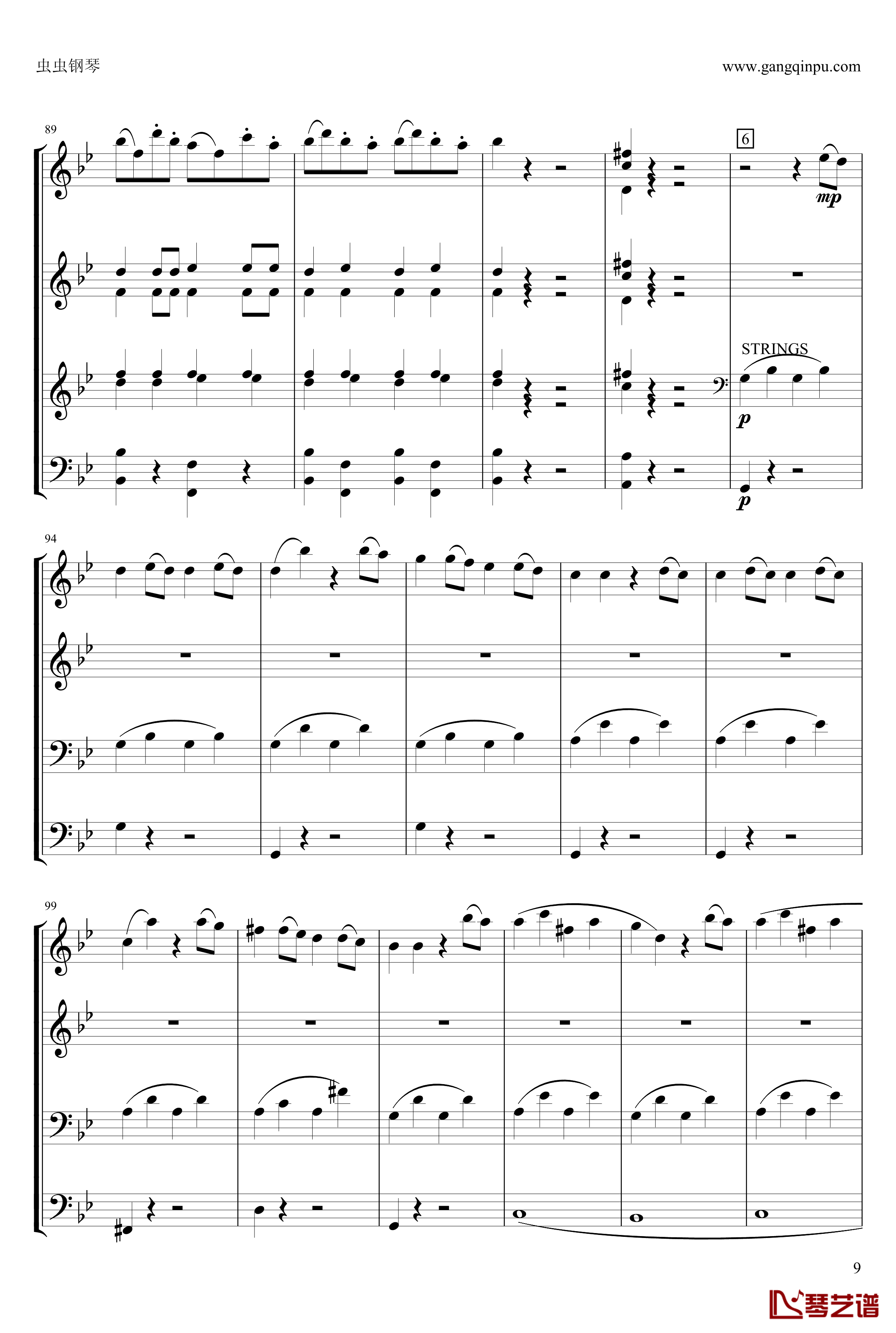 g小调第40交响曲第一乐章钢琴谱-莫扎特-电子琴总谱9